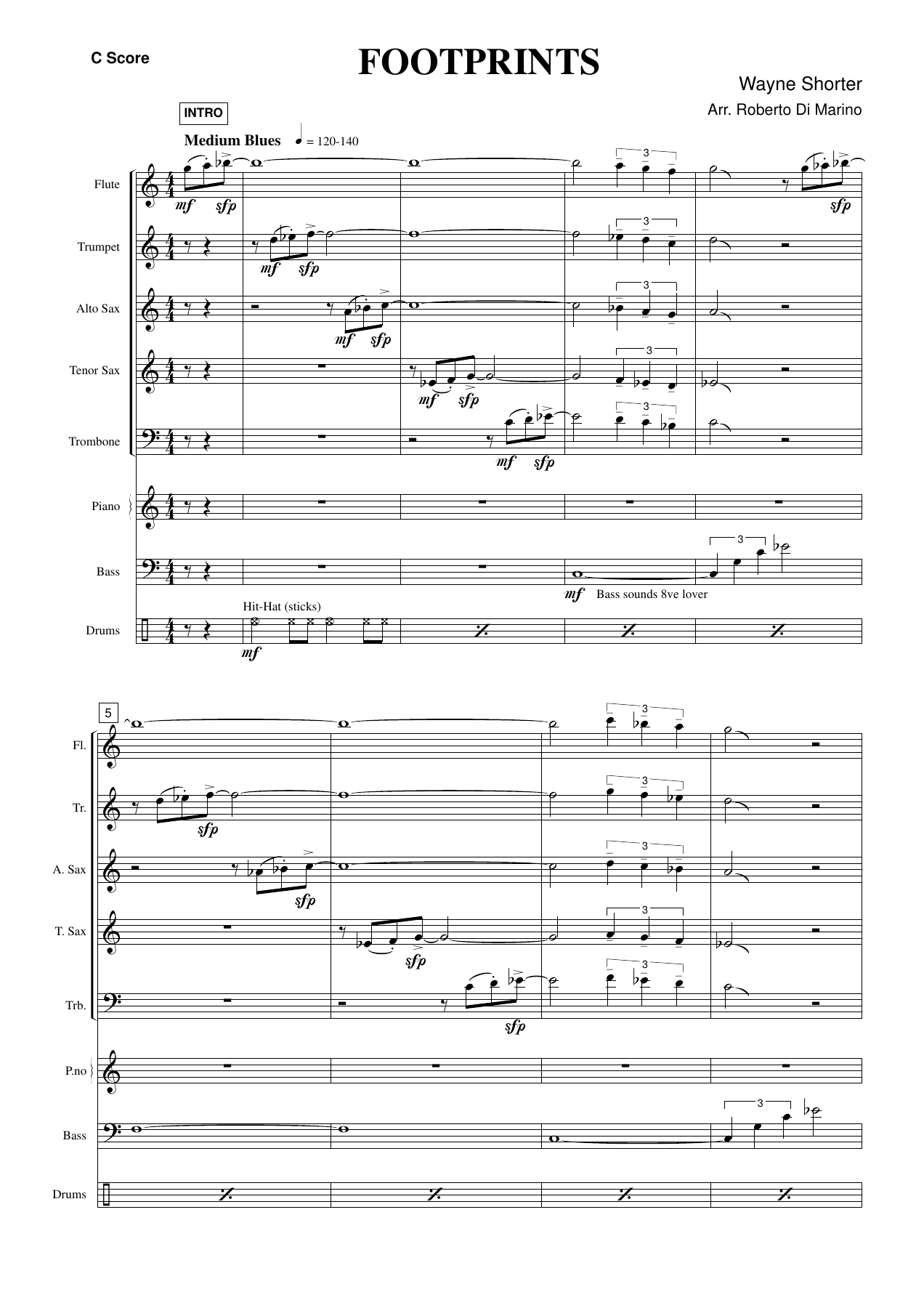 Footprints (W.Shorter) score-combo — sheet music preview