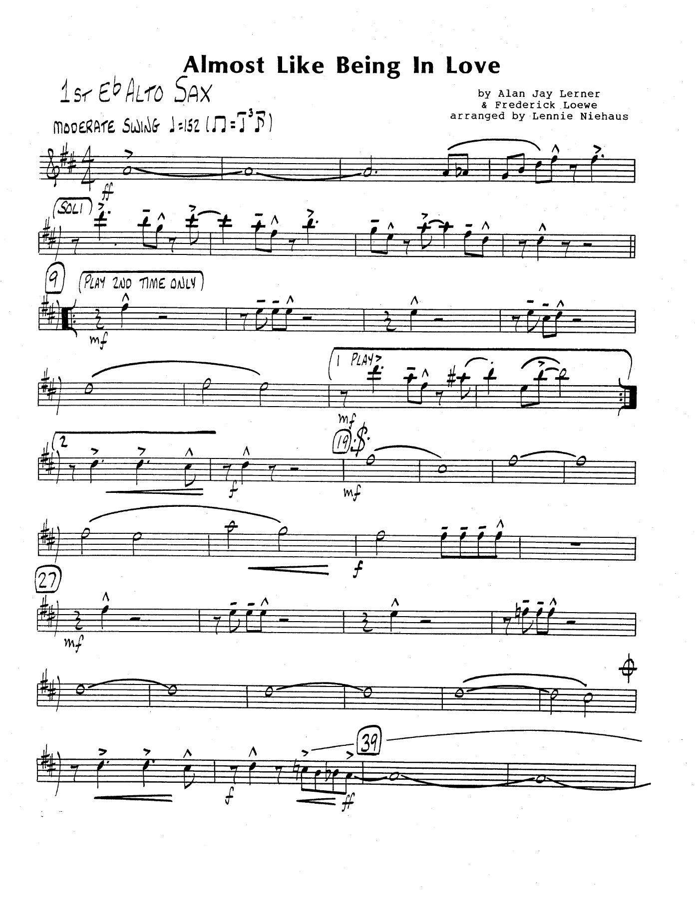 Almost Like Being In Love — sheet music preview