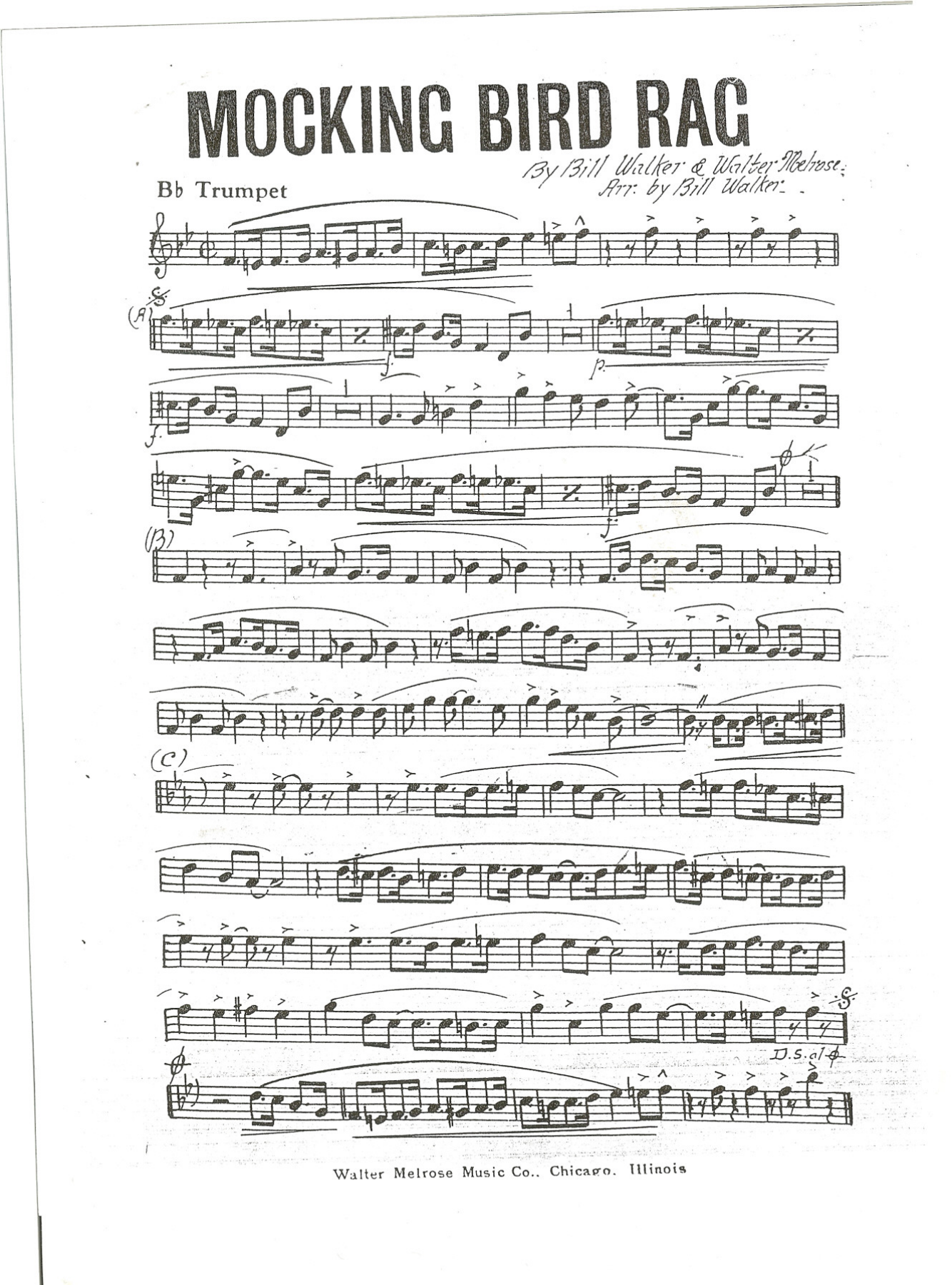 Mocking Bird Rag — sheet music preview