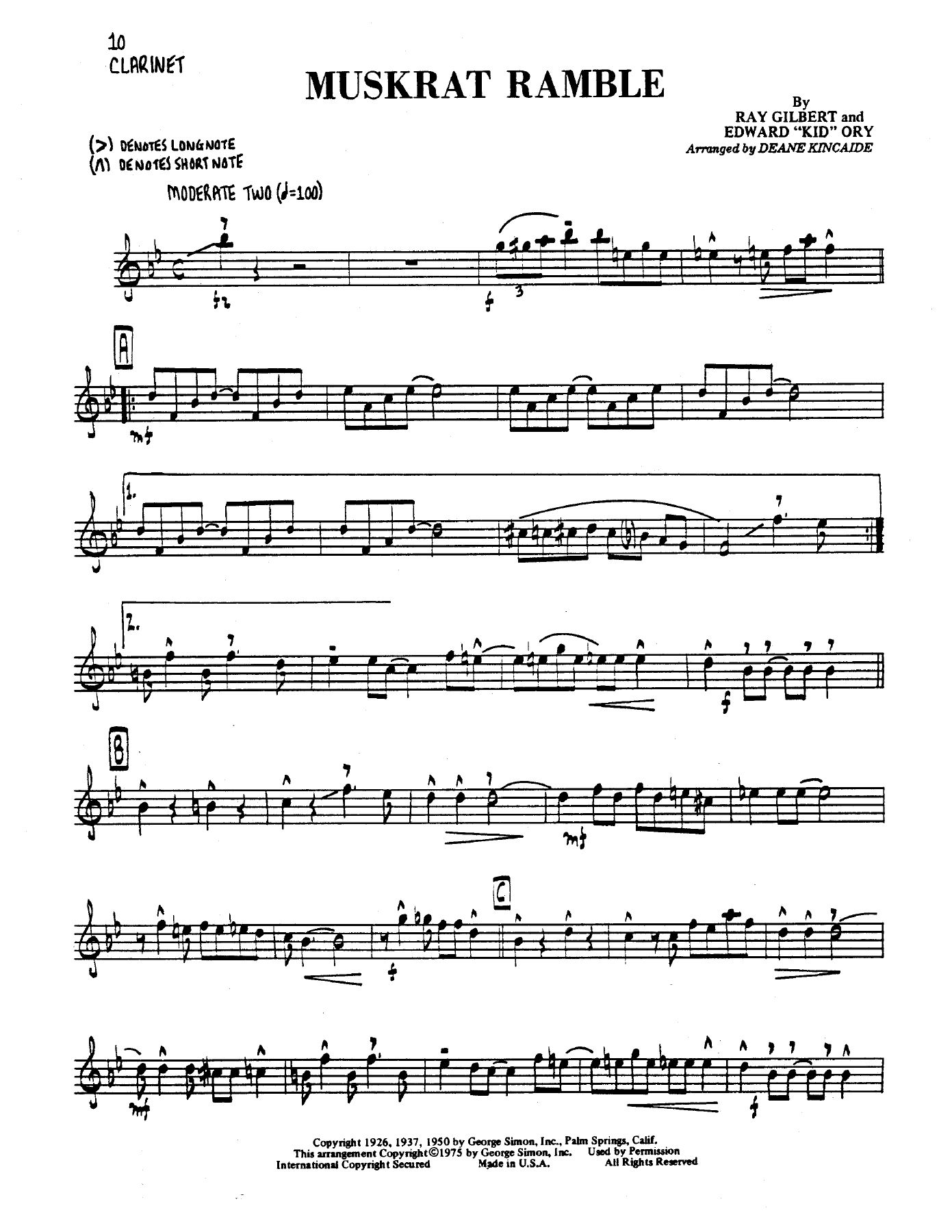 Muskrat Ramble — sheet music preview
