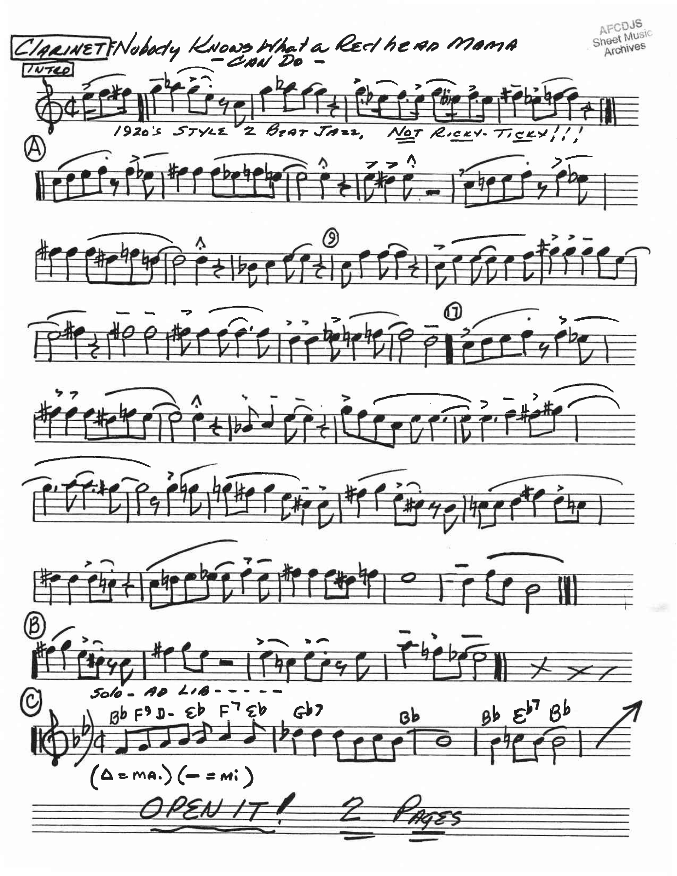 Nobody Knows What A Redhead Mama Can Do — sheet music preview