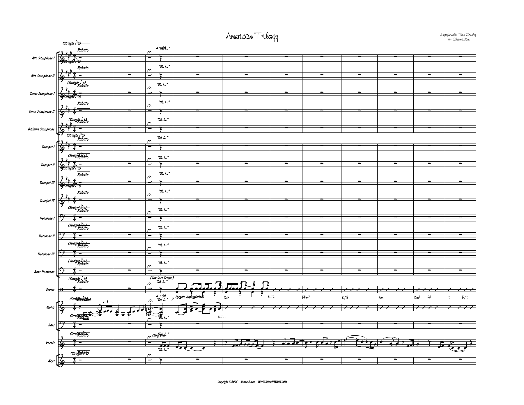American Trilogy — sheet music preview