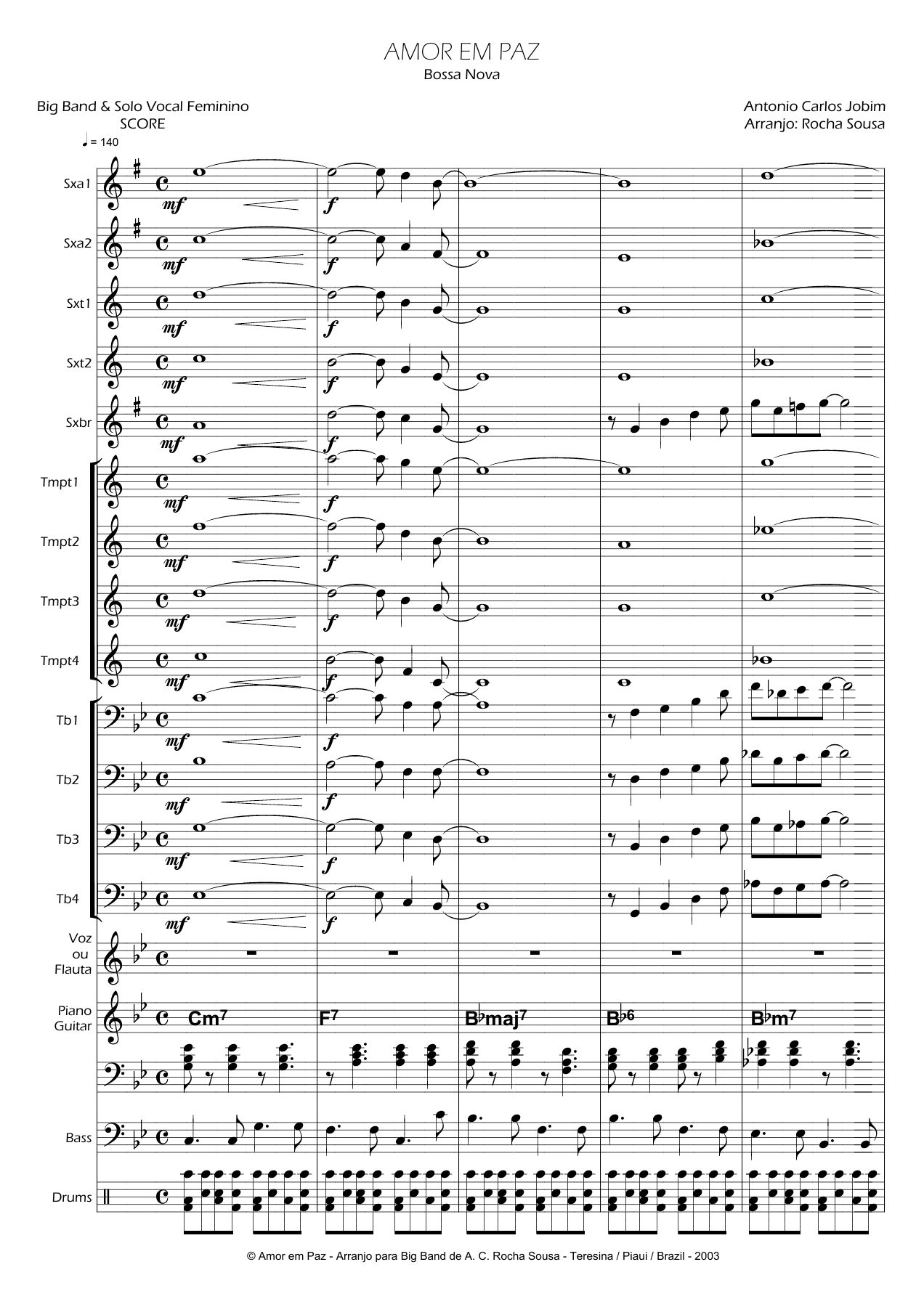 Amor Em Paz [R.Sousa] vocal — sheet music preview