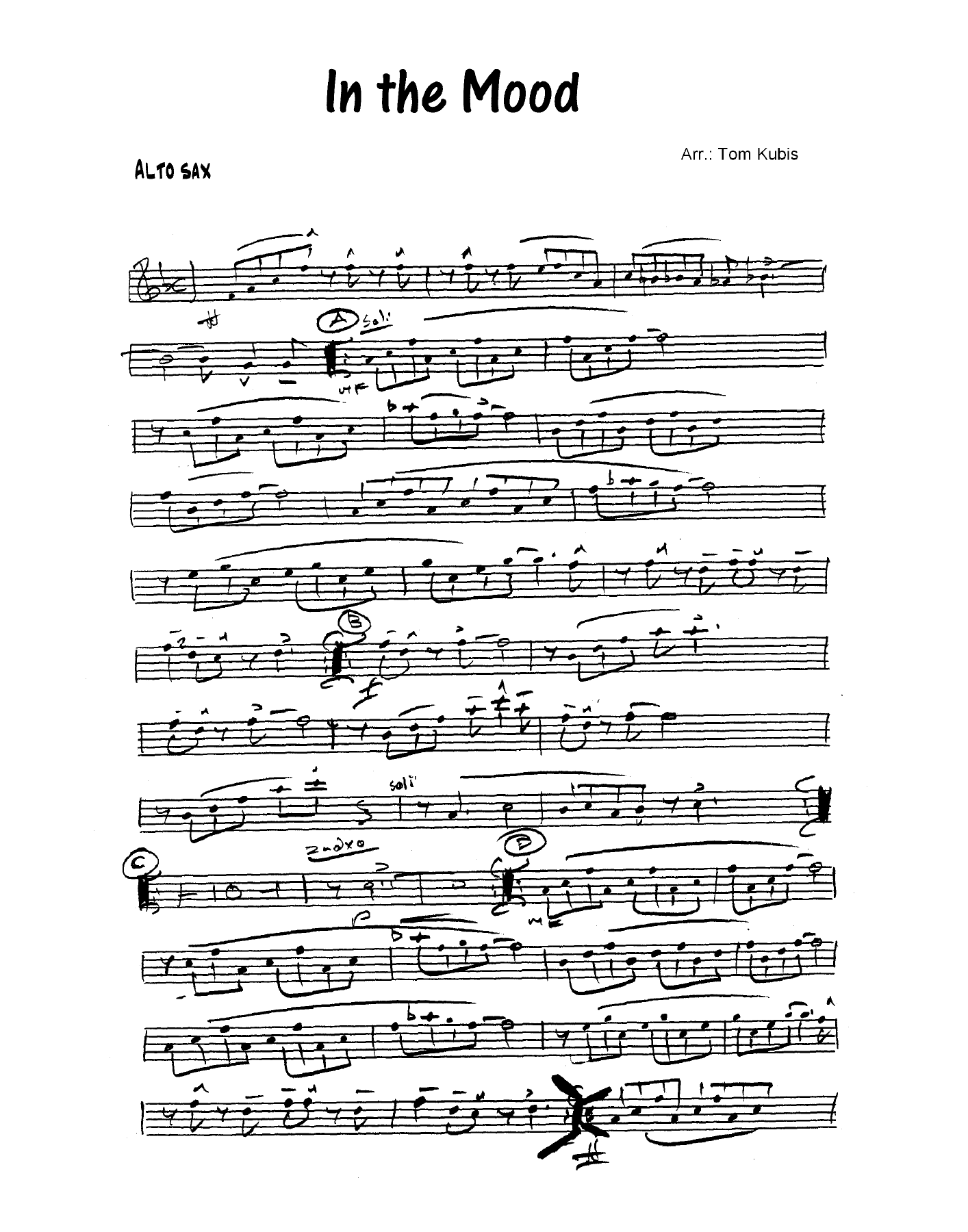 In The Mood — sheet music preview