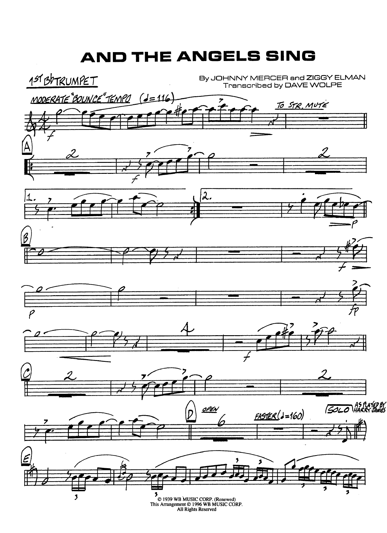 And The Angels Sing — sheet music preview