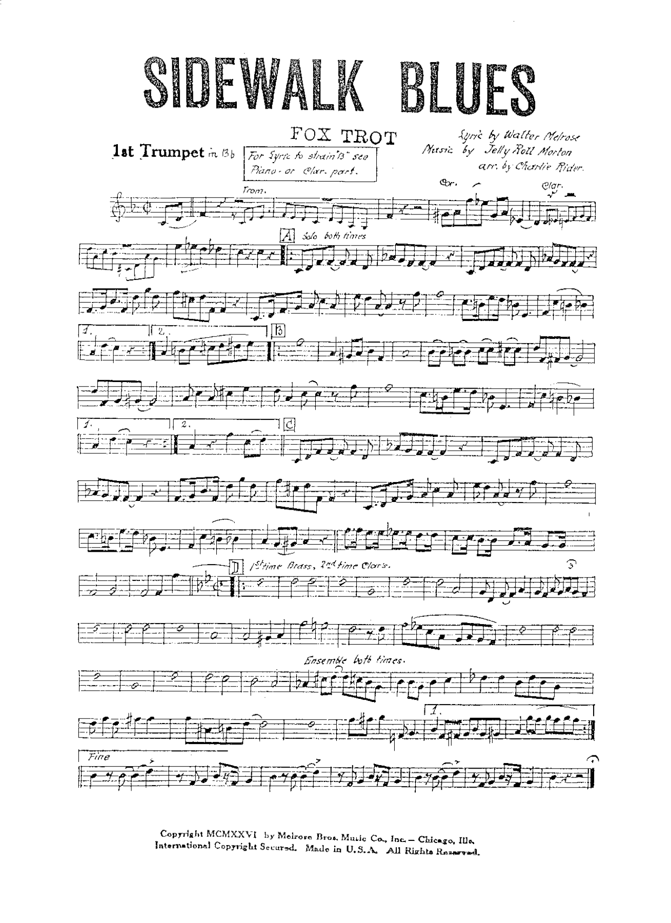 Sidewalk Blues — sheet music preview