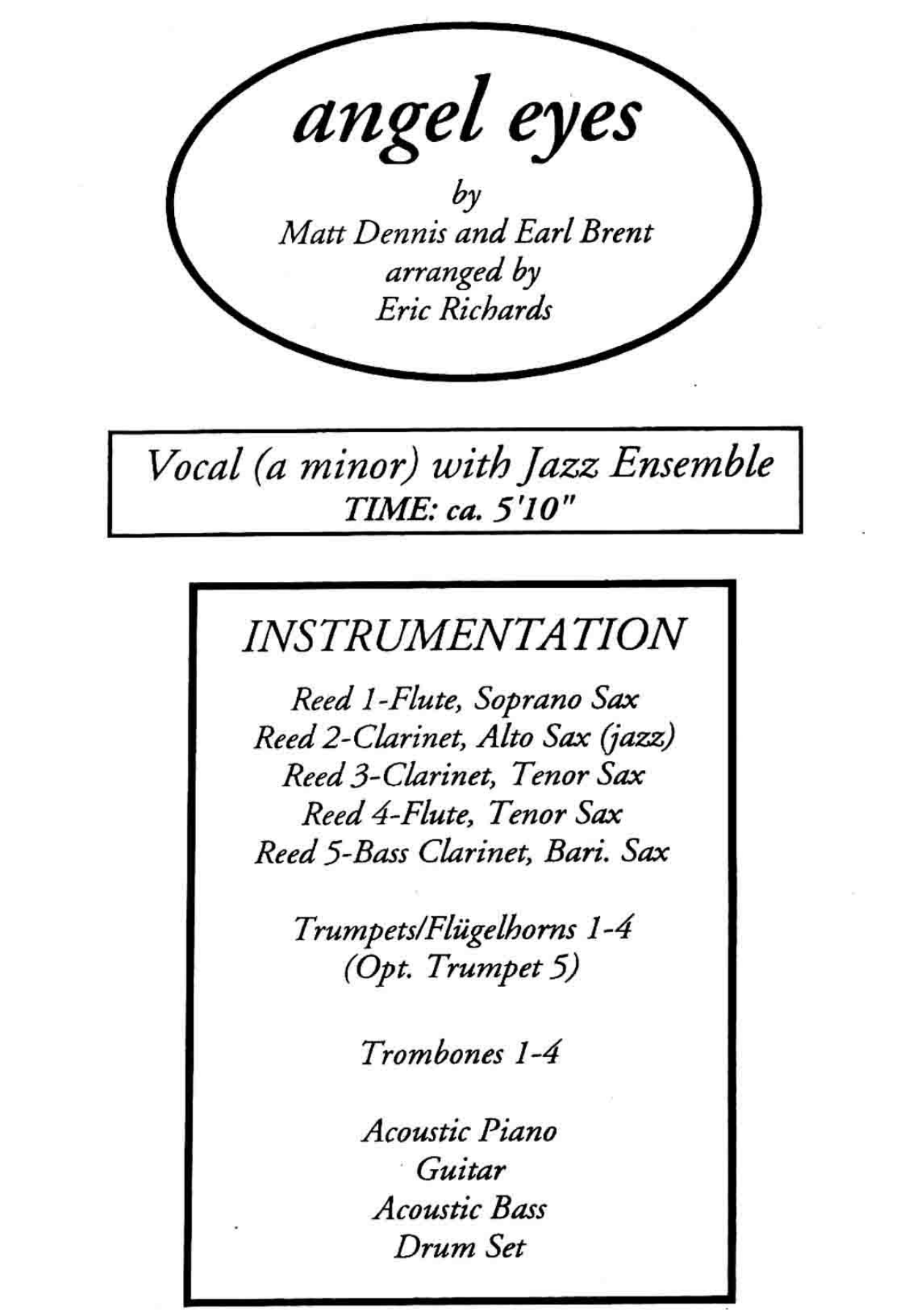 Angel Eyes — sheet music preview