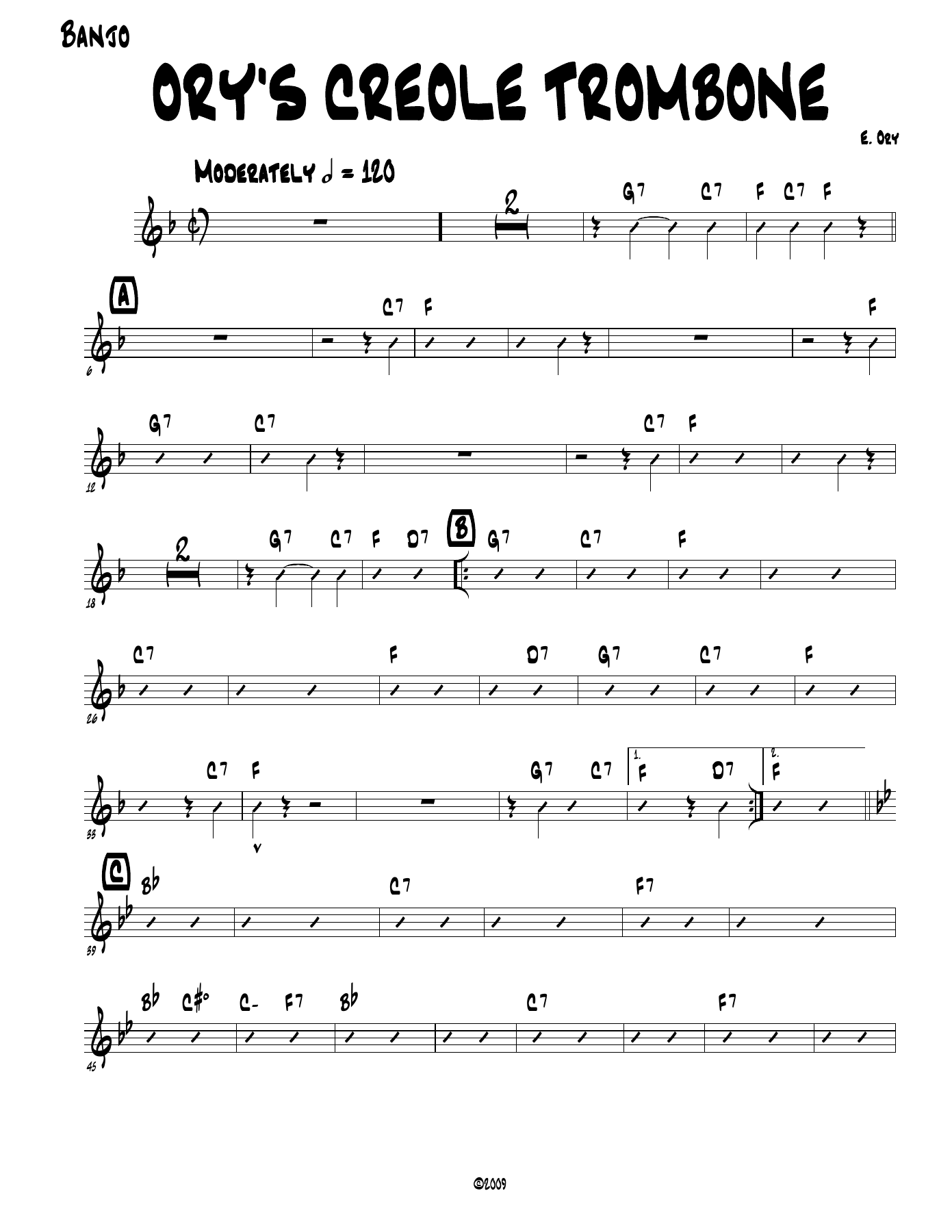 Ory's Creole Trombone (Kid Ory) Unknown — sheet music preview