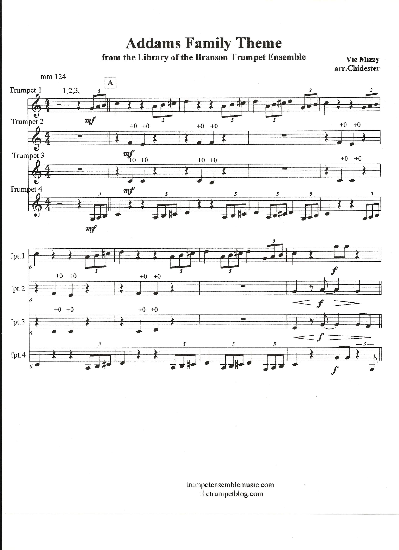 Addams-Family-Theme-Score — sheet music preview