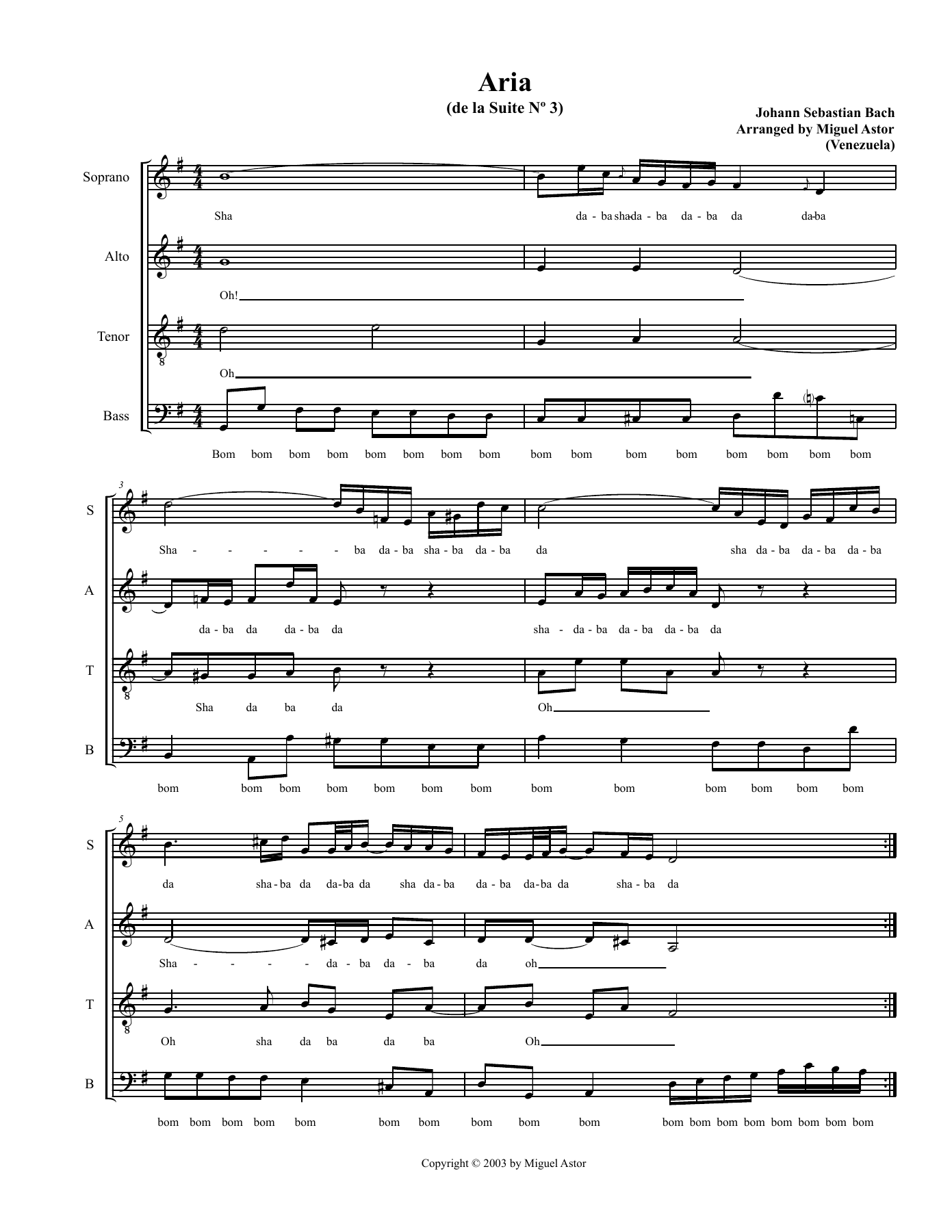 Aria — sheet music preview