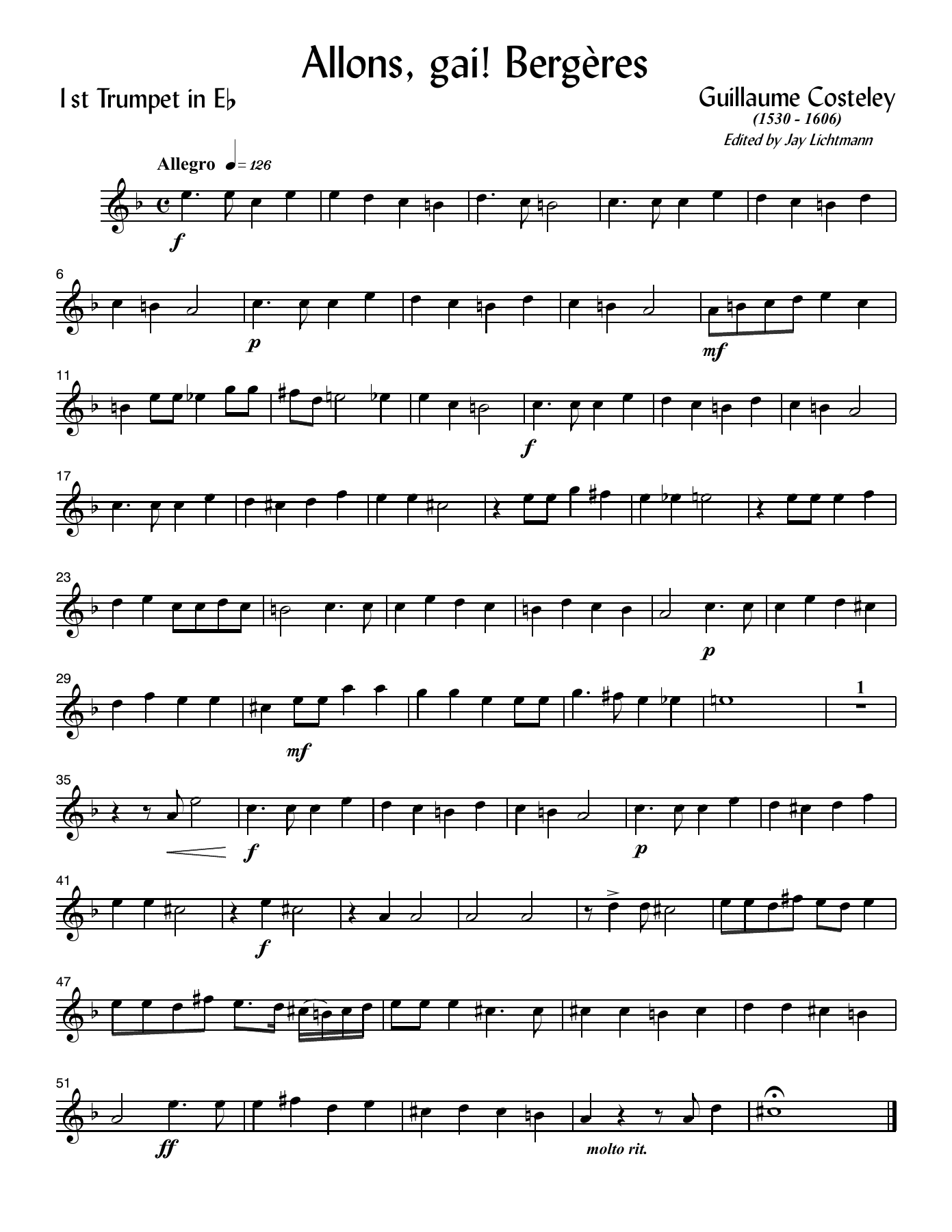 Allons, gai! Bergeres — sheet music preview