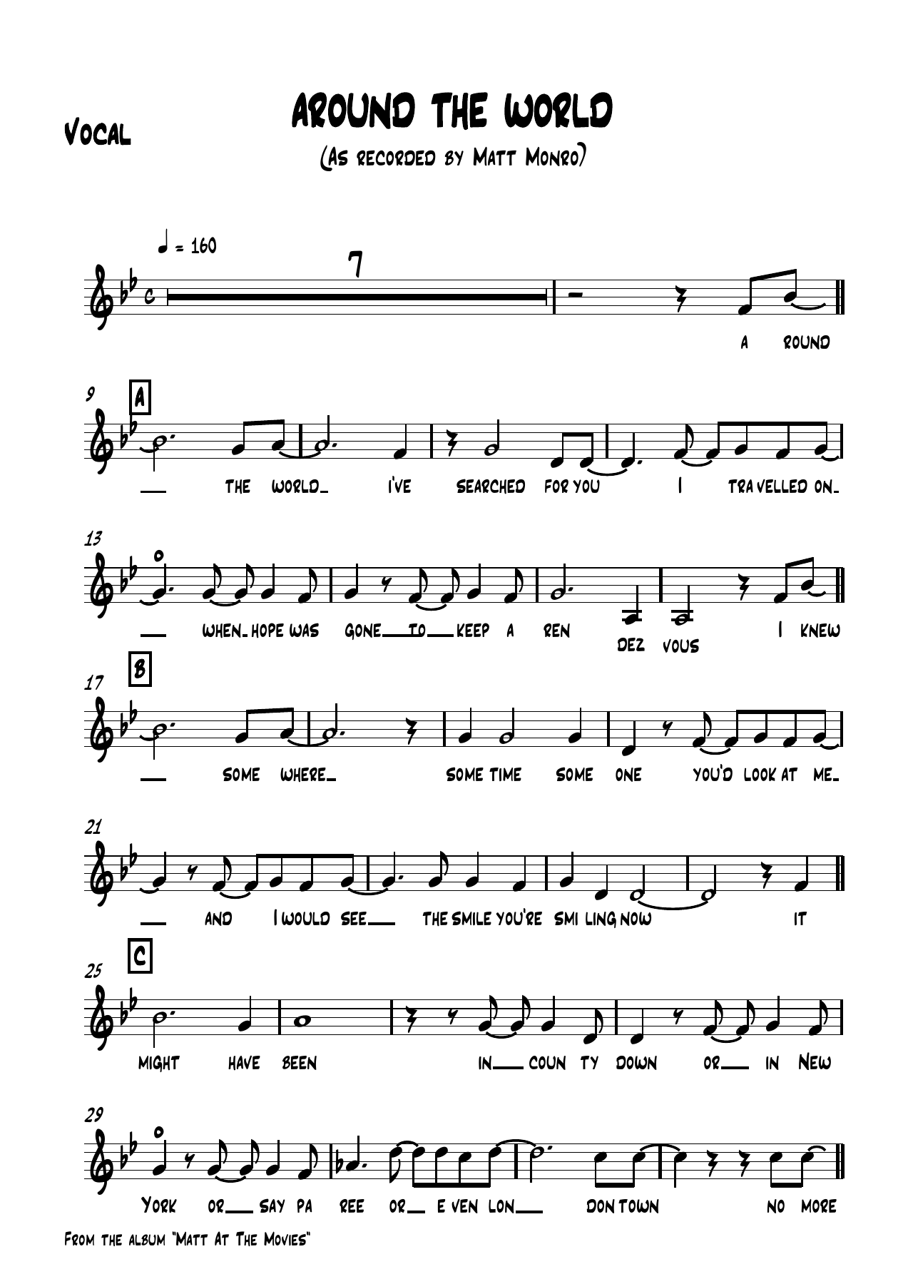 Around The World (J.Farley) Matt Monro — sheet music preview