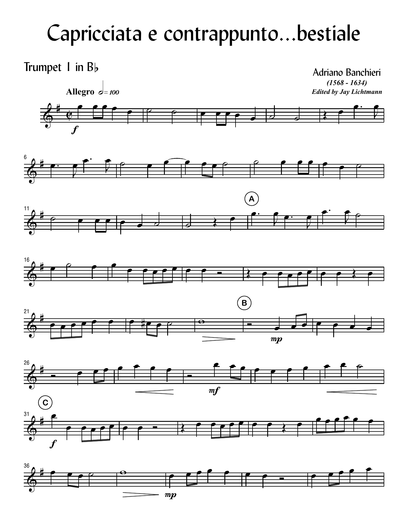 Capricciata e contrappunto...bestiale — sheet music preview