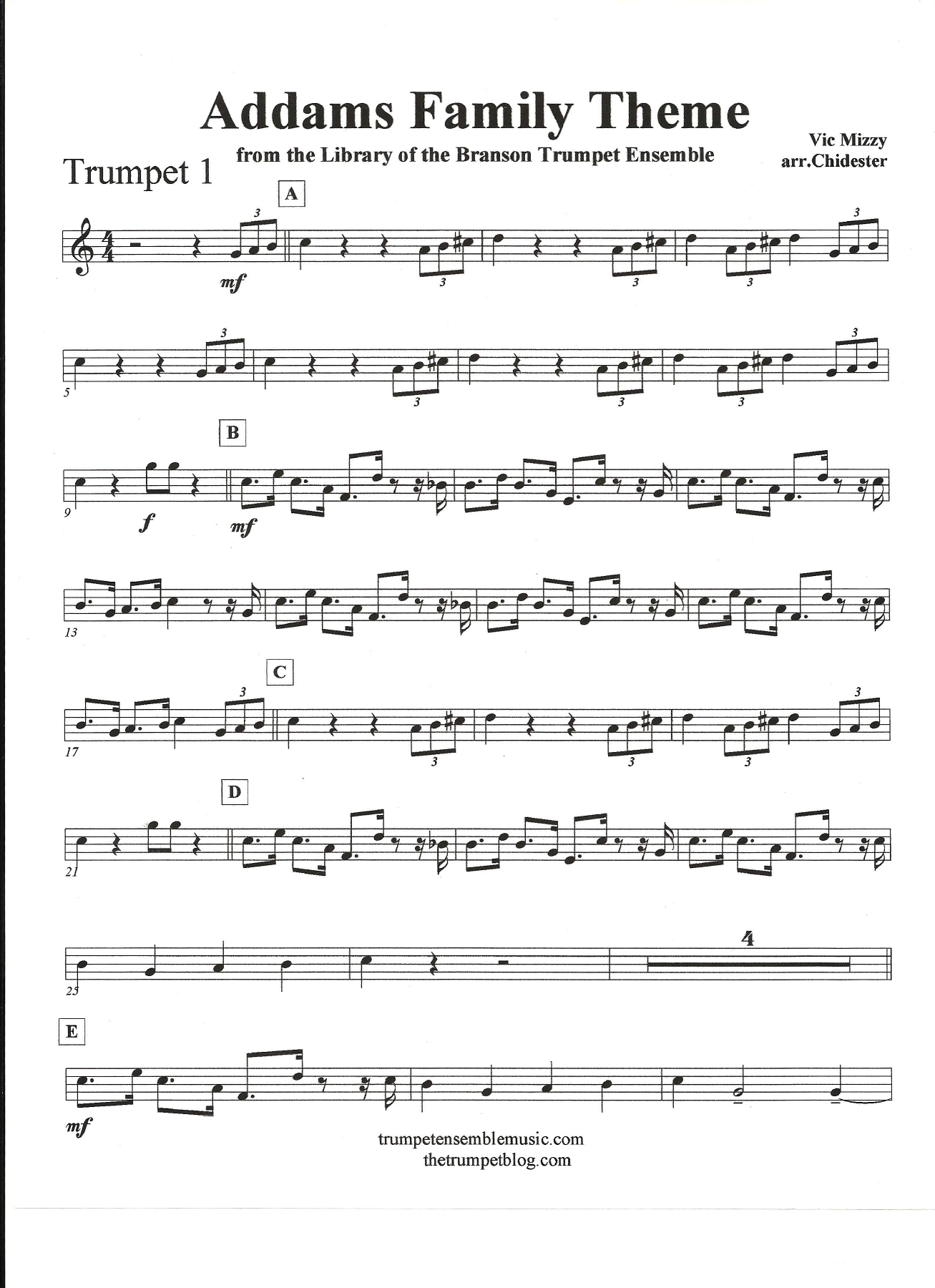 Addams-Family-Theme-Parts — sheet music preview