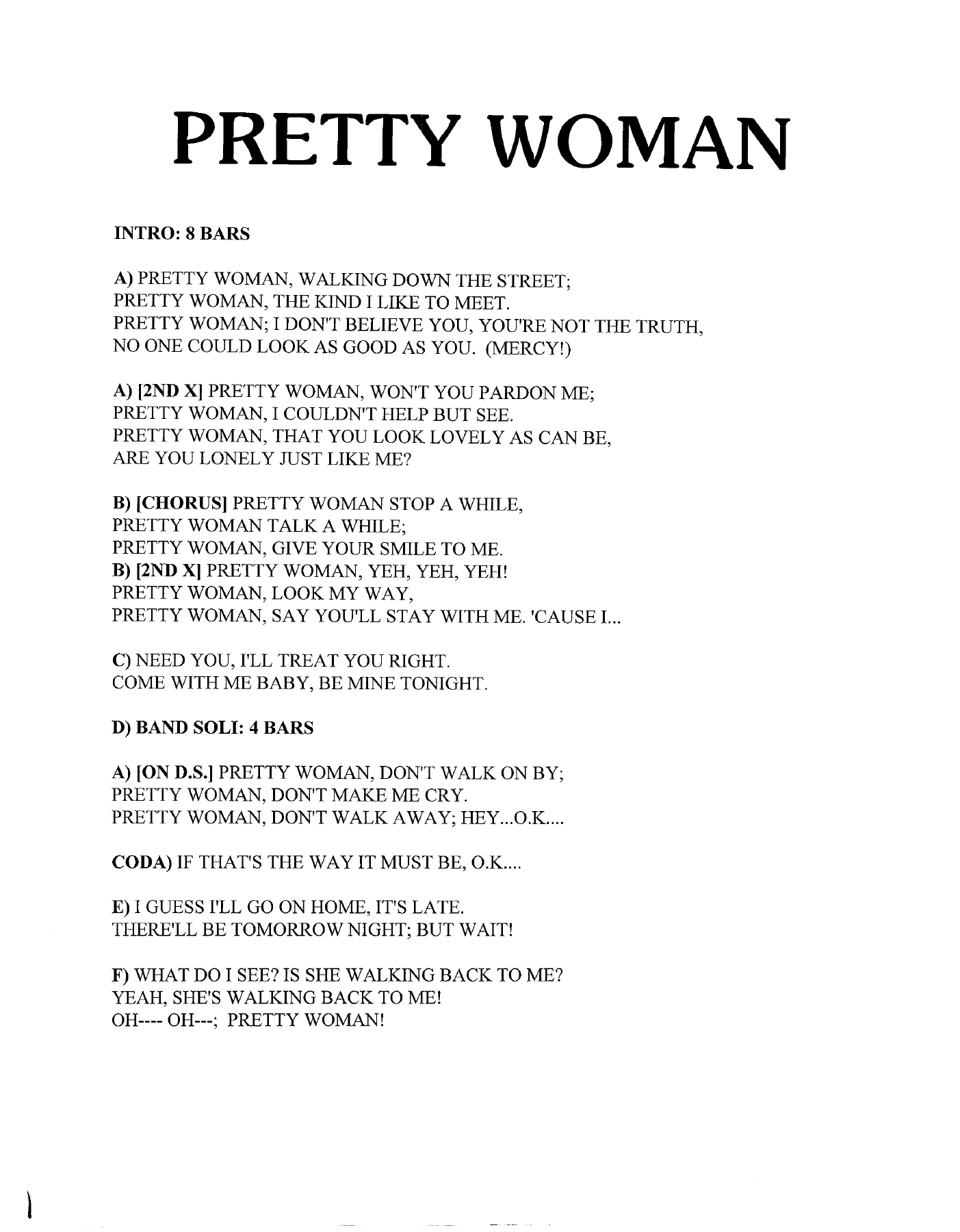 Pretty Woman — sheet music preview