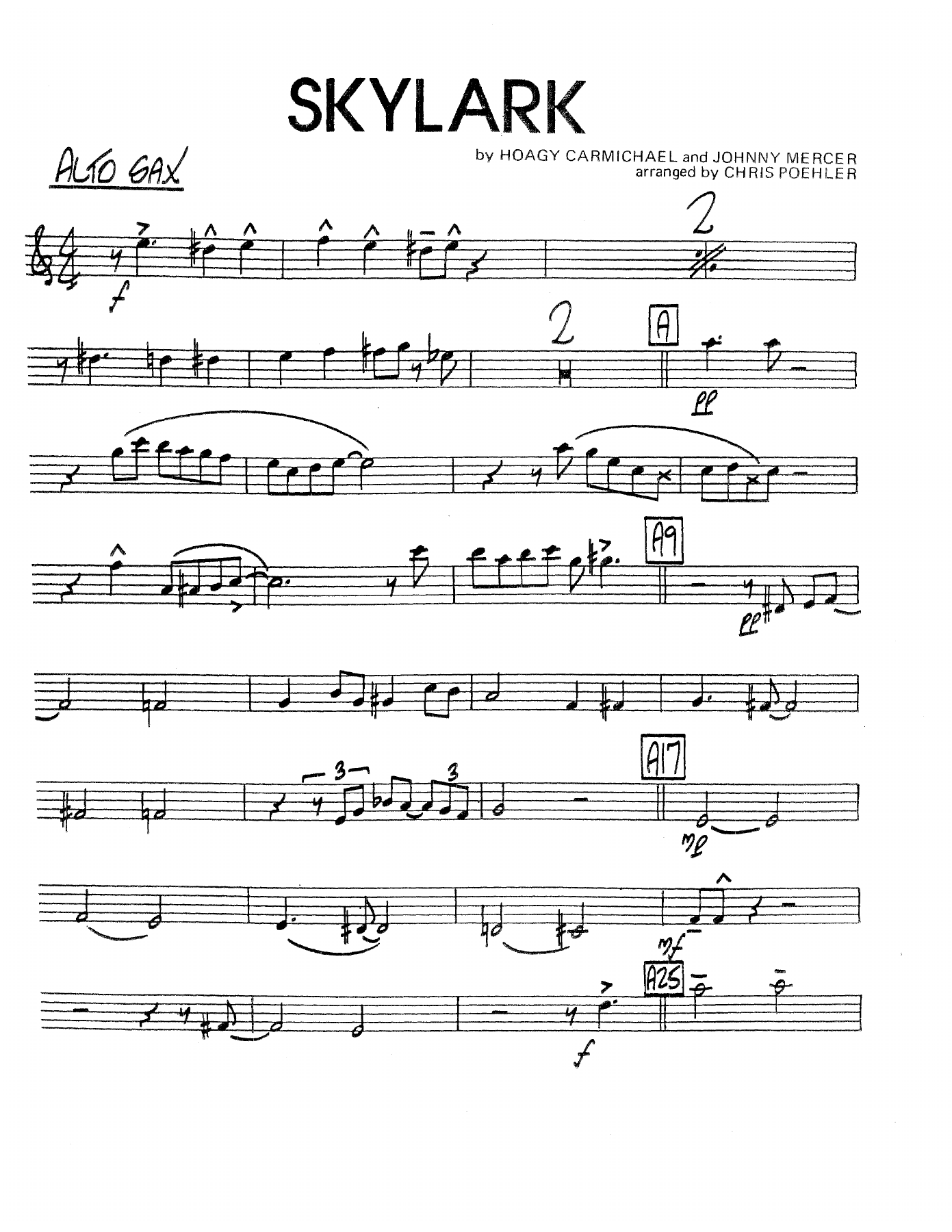 Skylark (C.Poehler) combo — sheet music preview