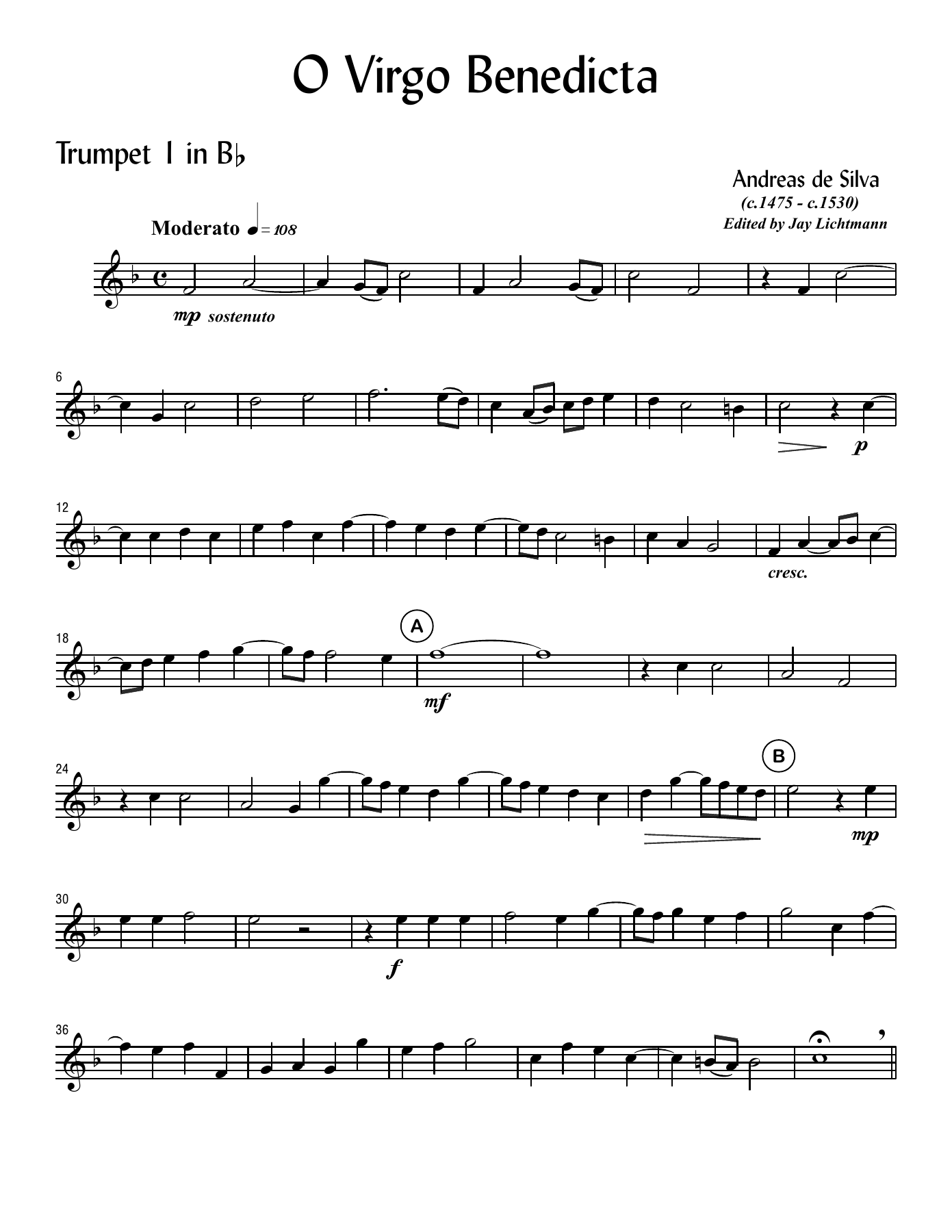 O Virgo Benedicta — sheet music preview