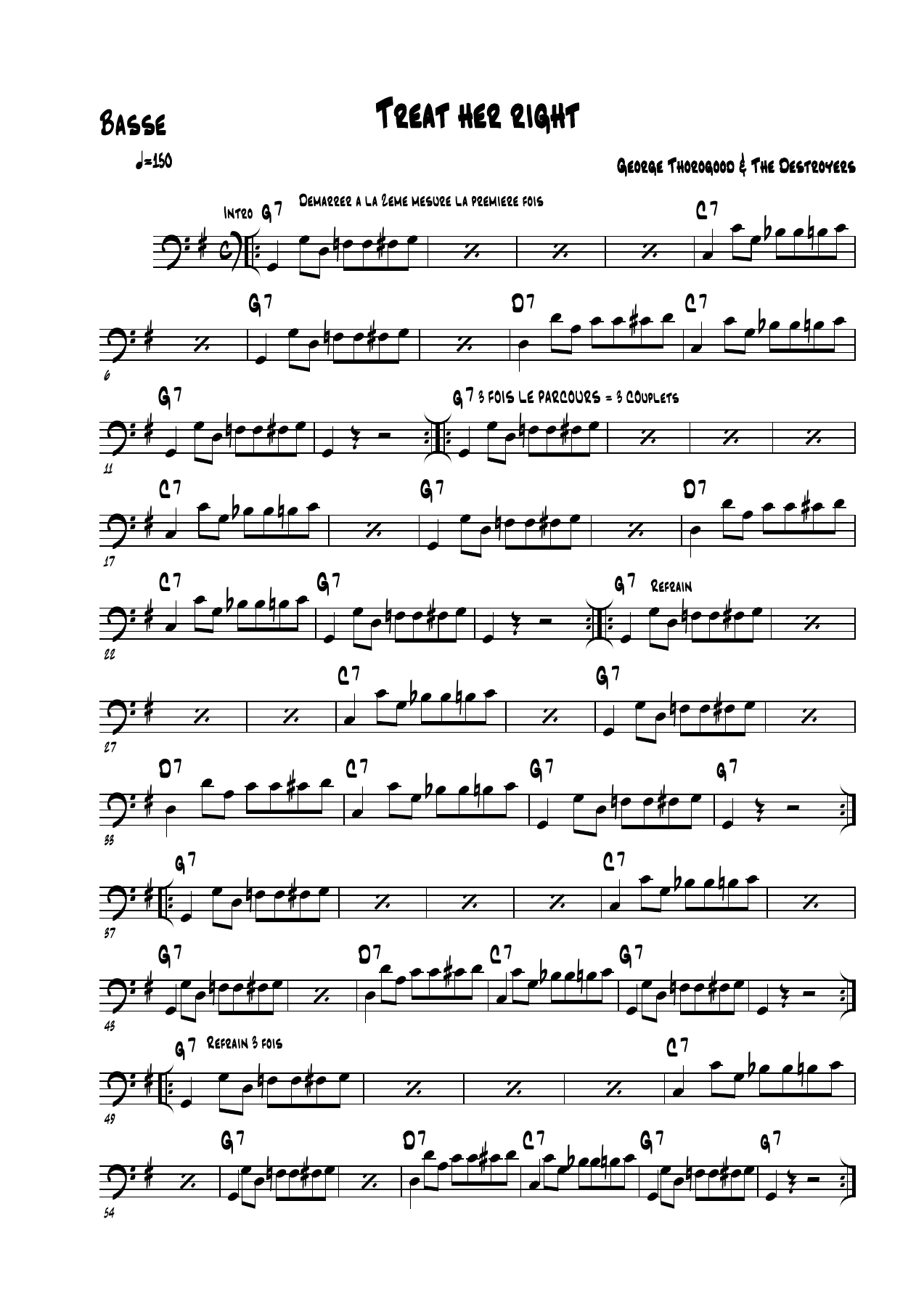 Treat Her Right vocal — sheet music preview
