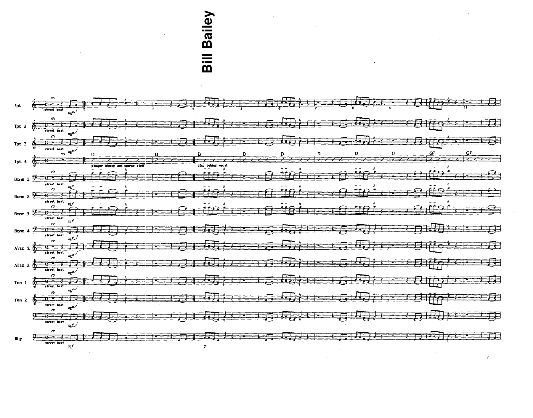 Bill Bailey — sheet music preview