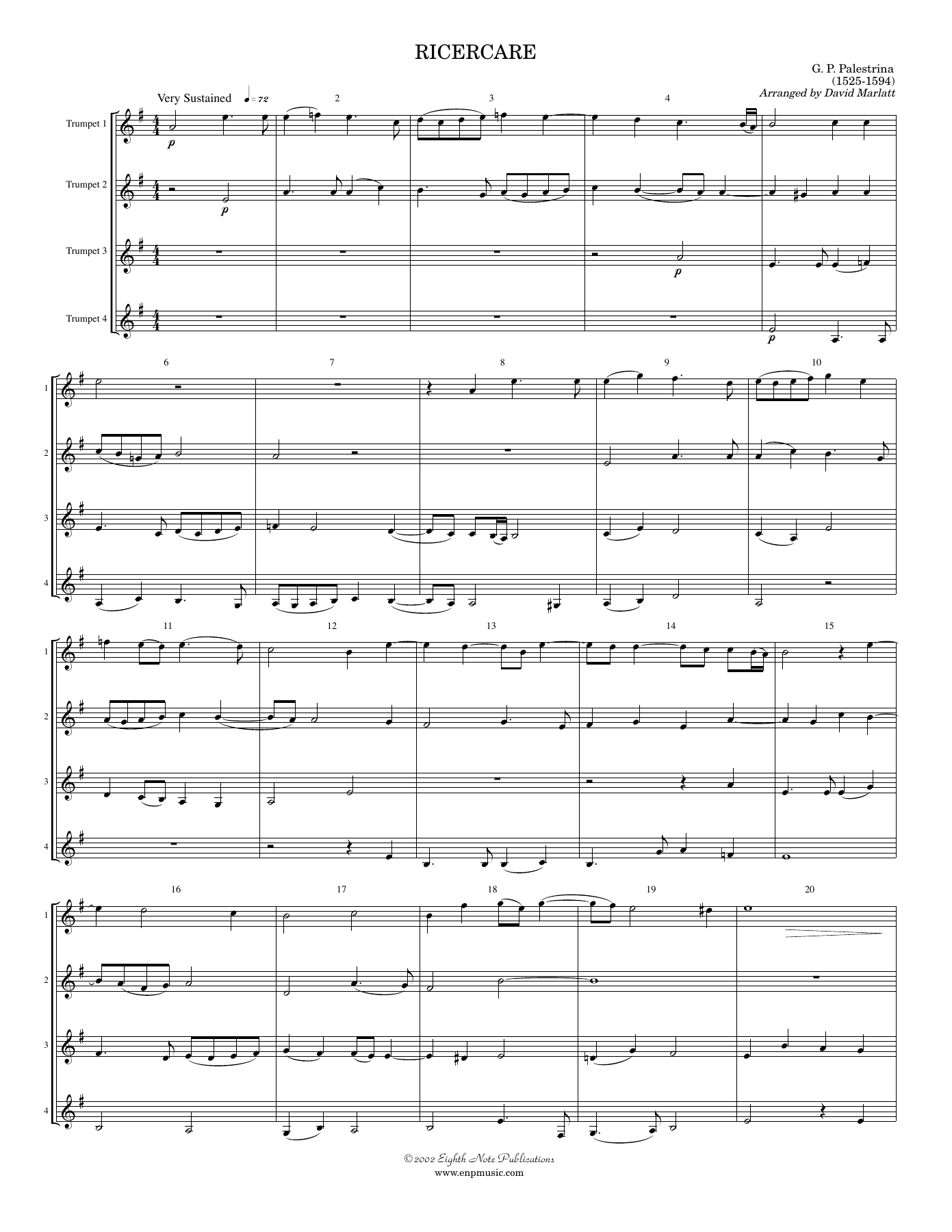 RICERCARE — sheet music preview