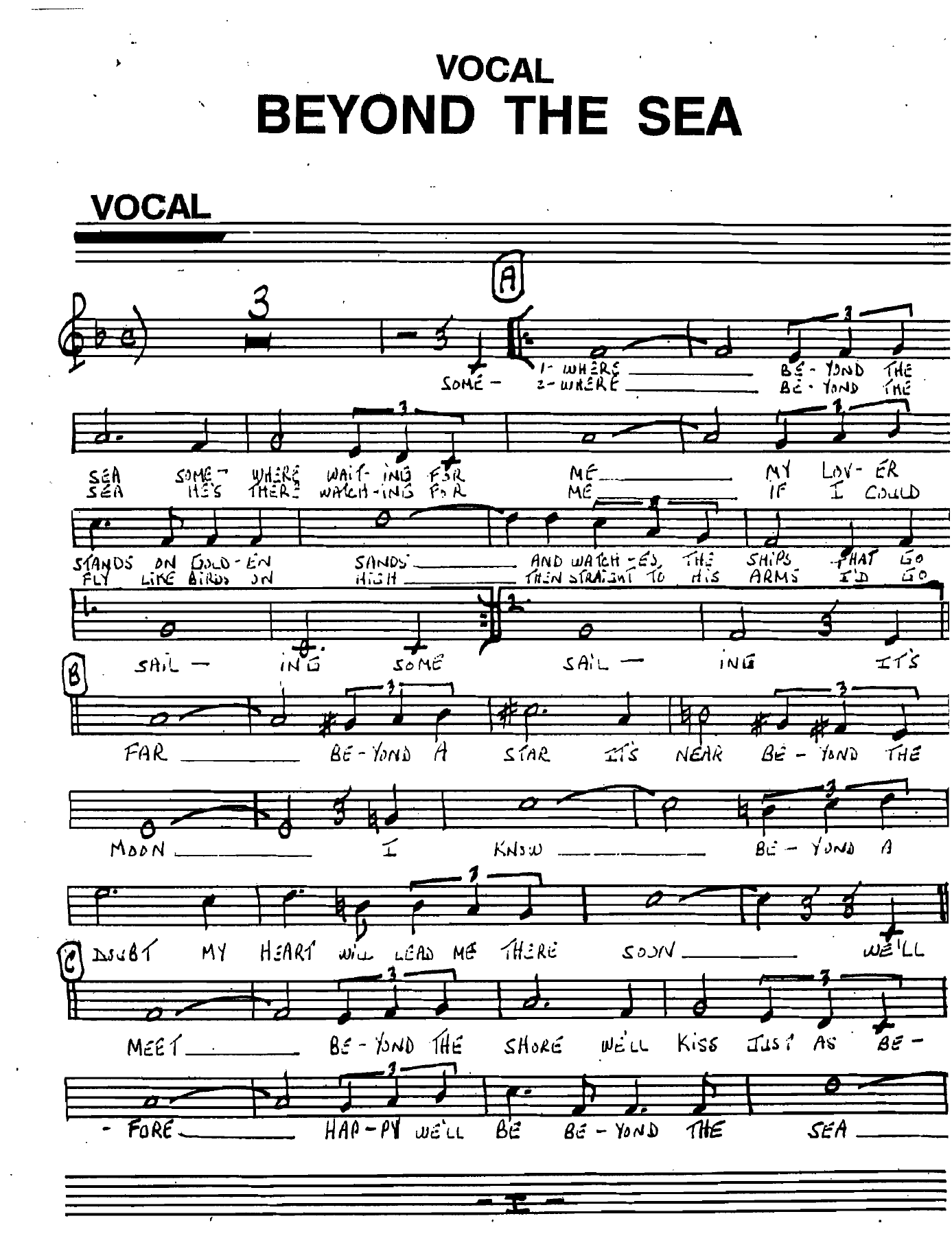 Beyond The Sea — sheet music preview