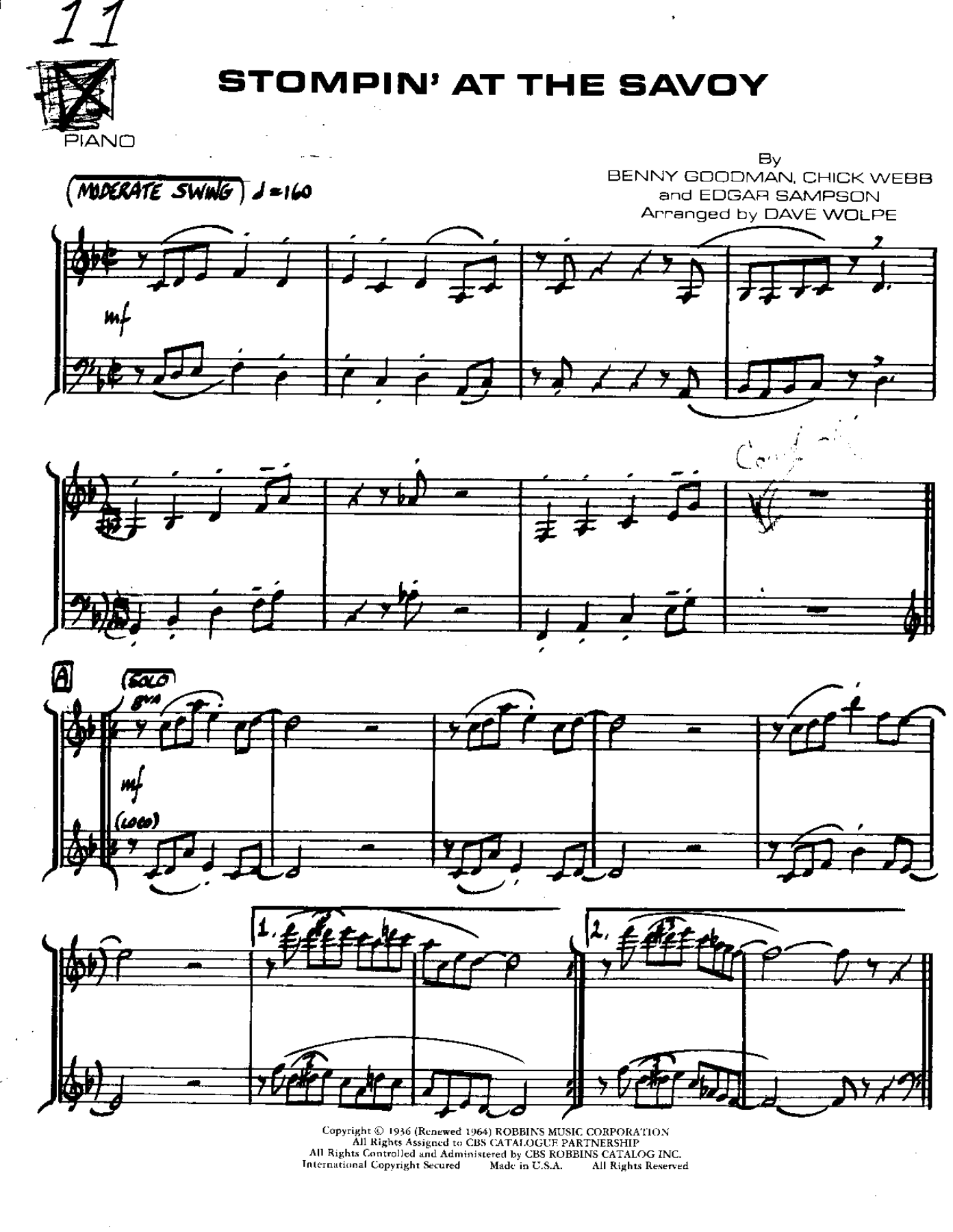 Stompin' At The Savoy — sheet music preview