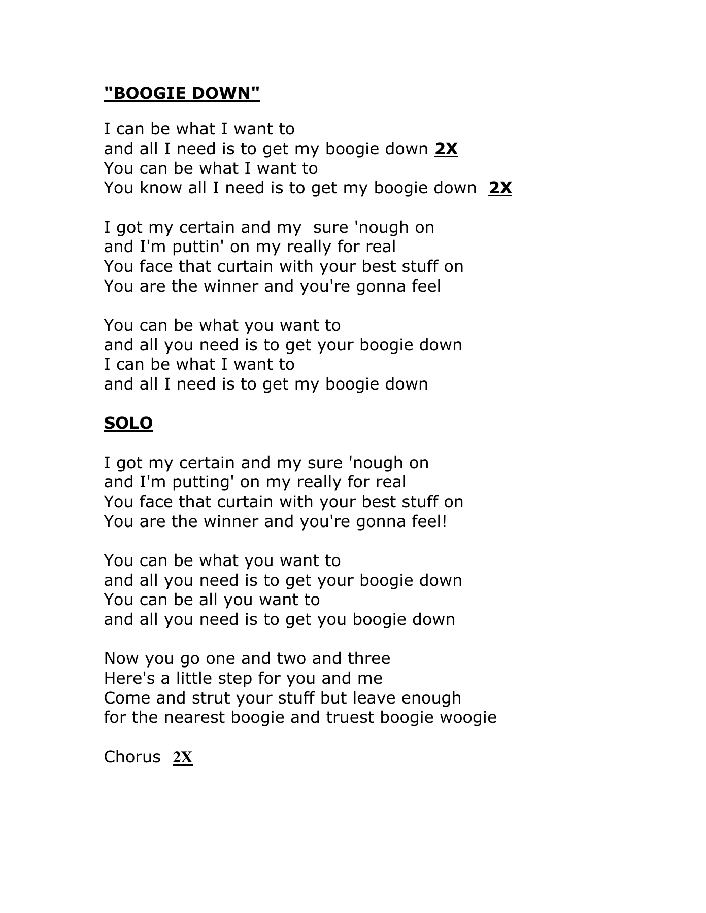 Boogie Down — sheet music preview