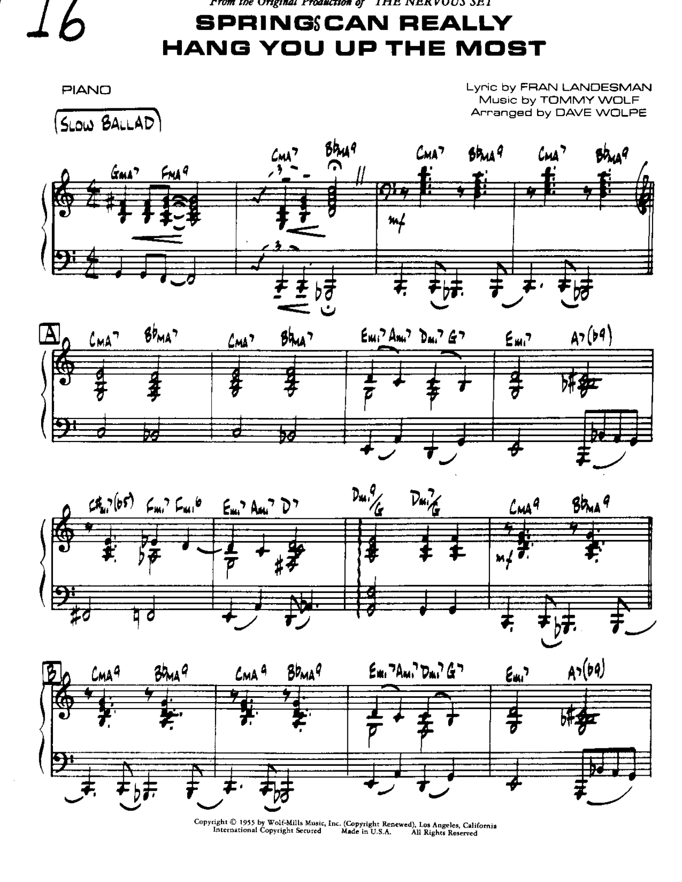 Spring Can Really Hang You Up The Most — sheet music preview