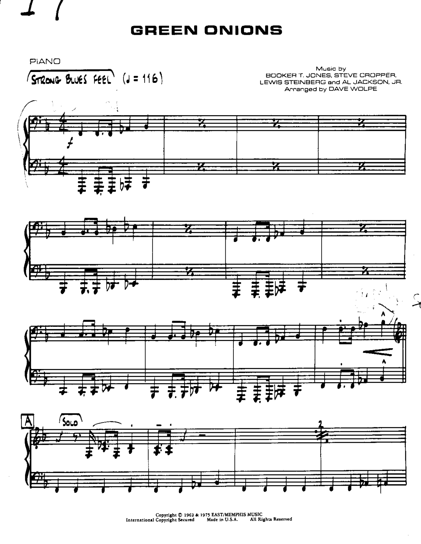 Green Onions — sheet music preview