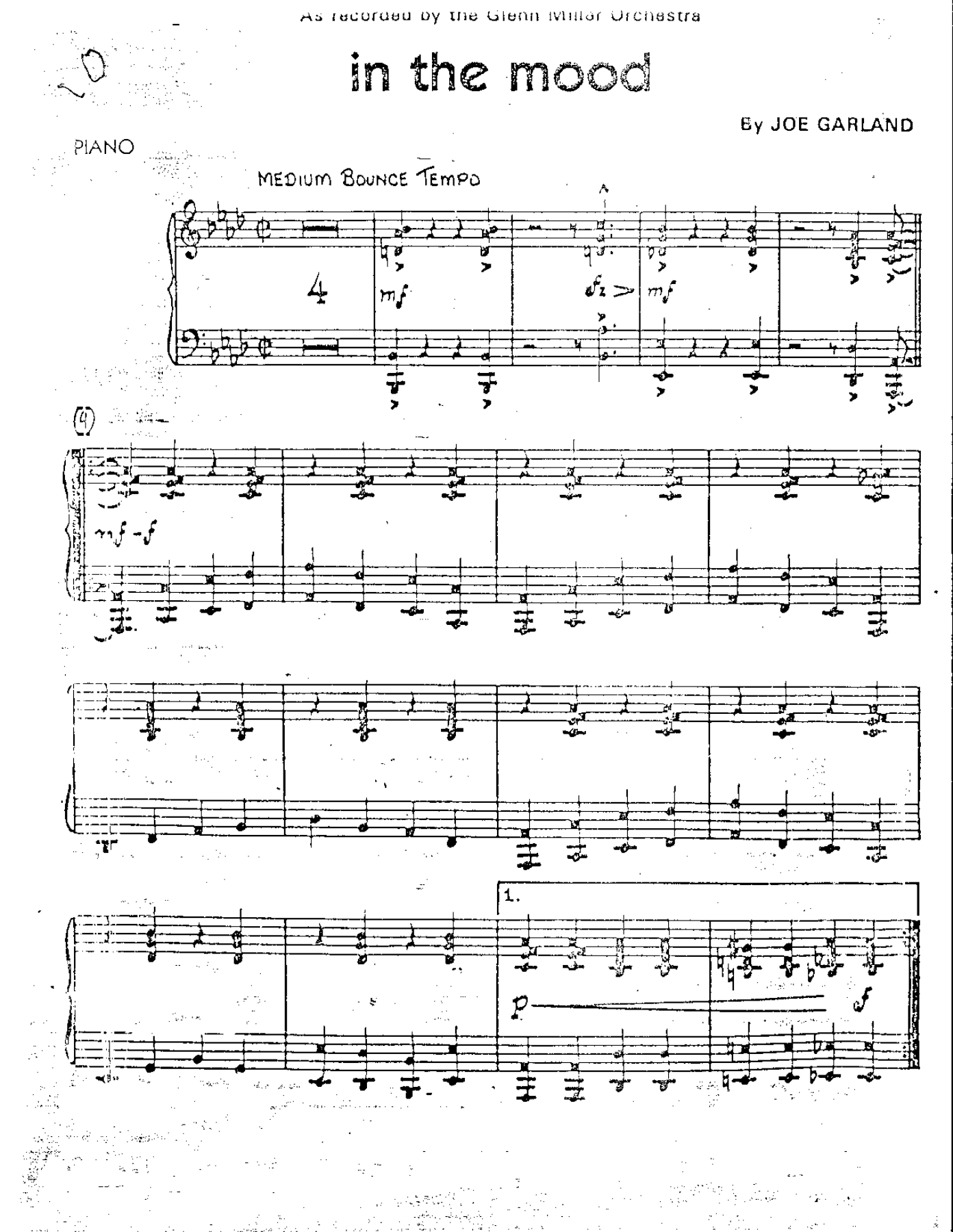 In The Mood — sheet music preview