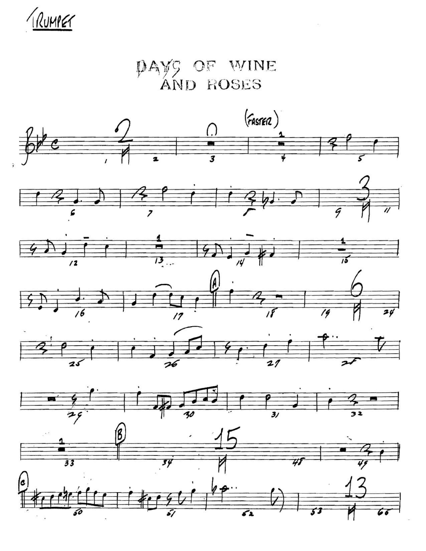 Days Of Wine & Roses — sheet music preview