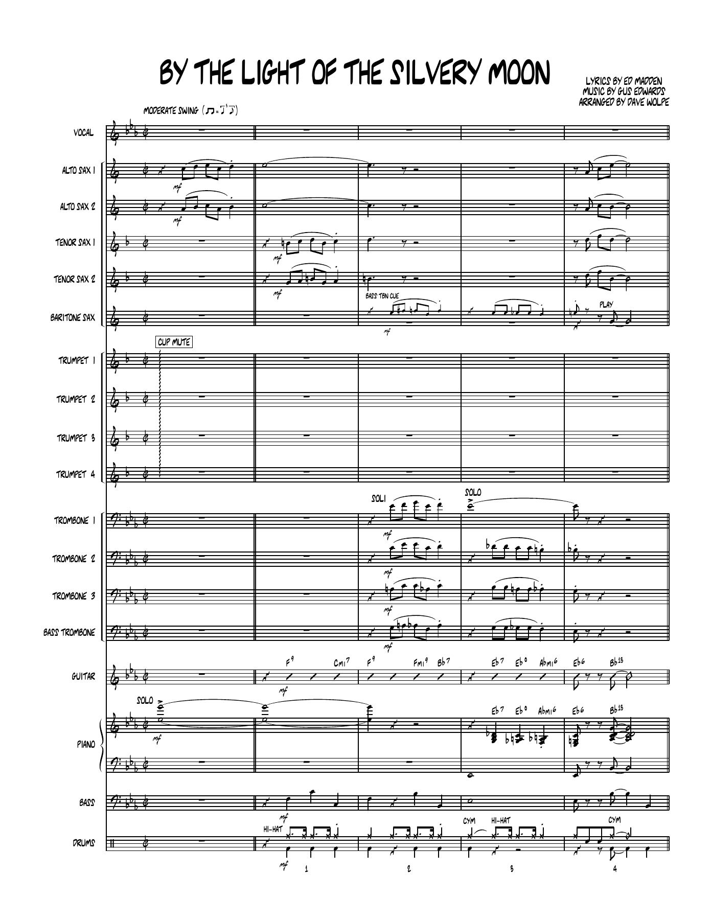 By The Light Of The Silvery Moon — sheet music preview