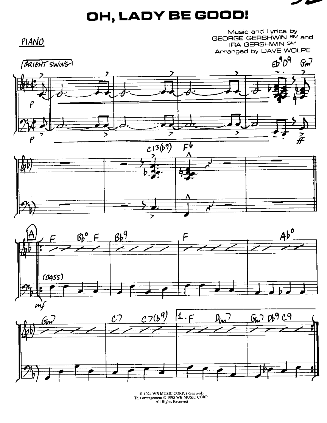 OH, Lady Be Good — sheet music preview