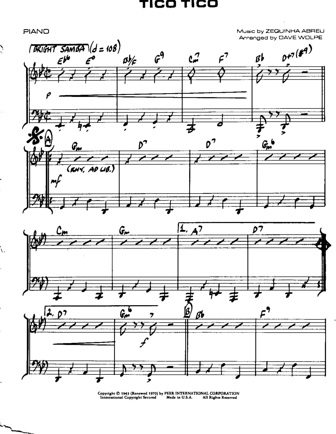 32- Tico Tico — sheet music preview