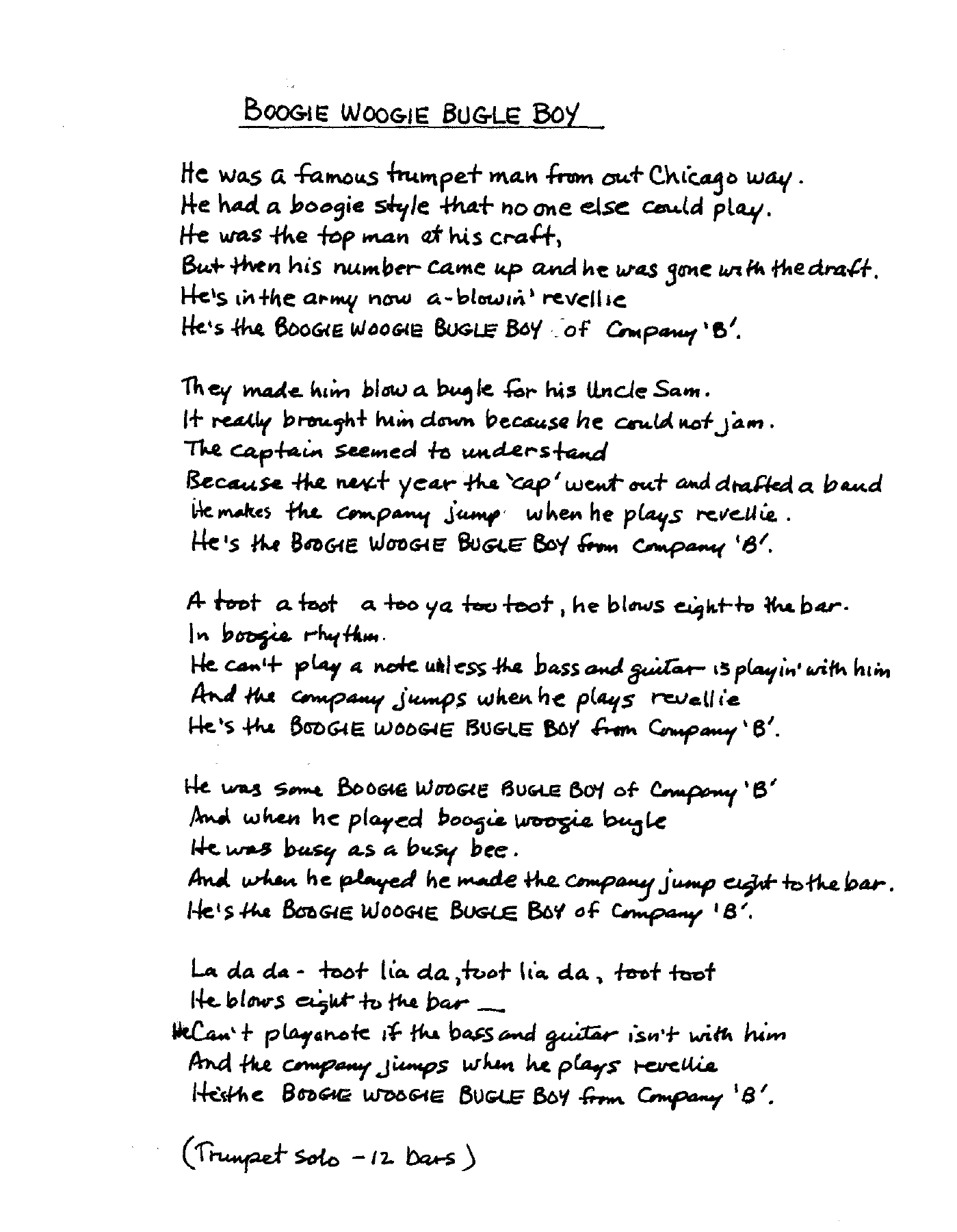 Boogie Woogie Bugle Boy — sheet music preview