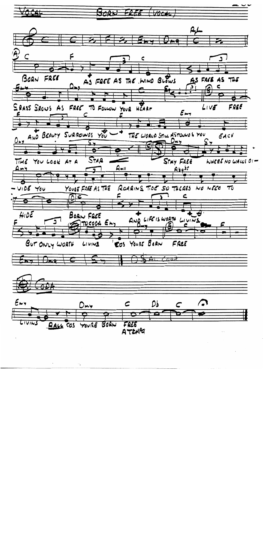 Born Free — Big Band Vocal sheet music by J.Farley | Jazz Standard