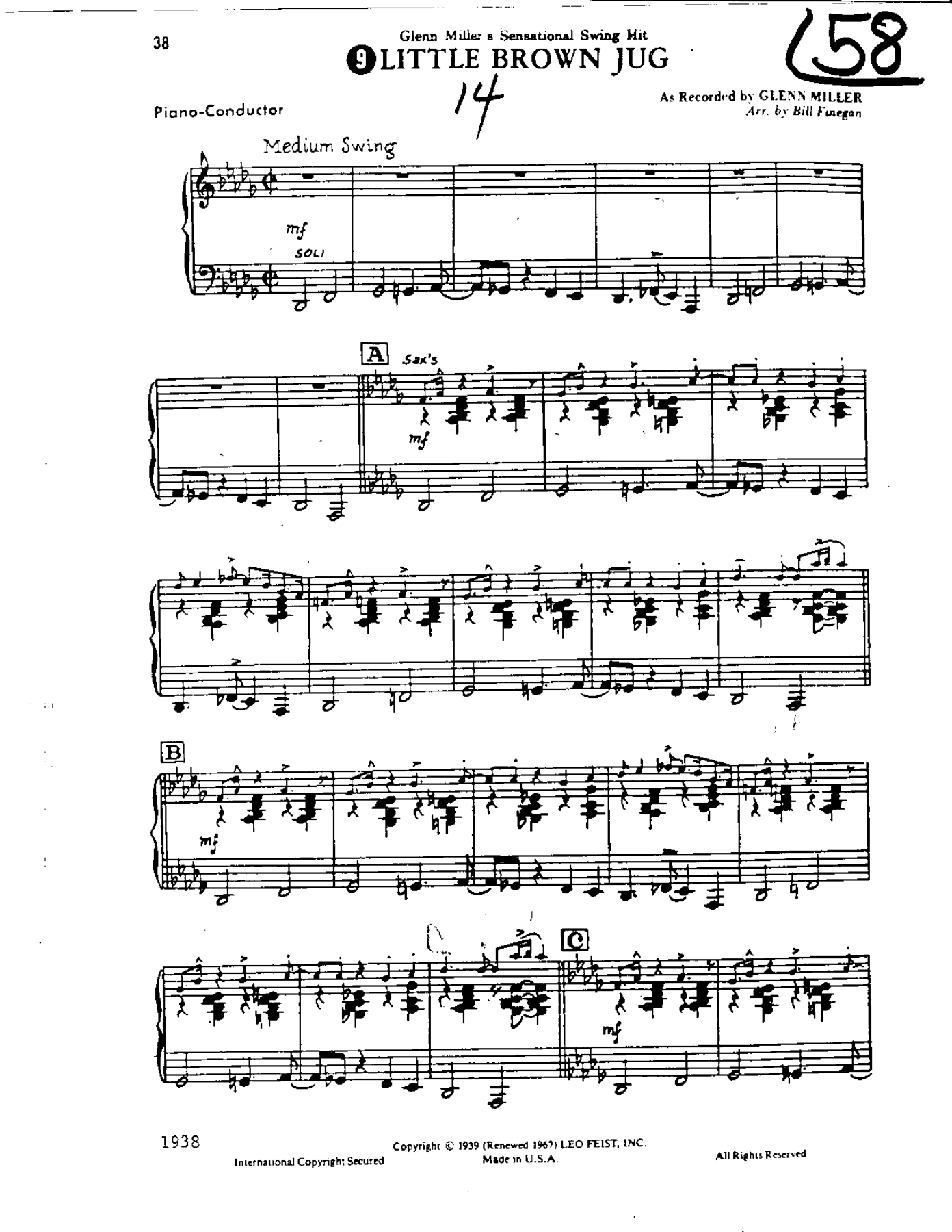 Little Brown Jug — sheet music preview