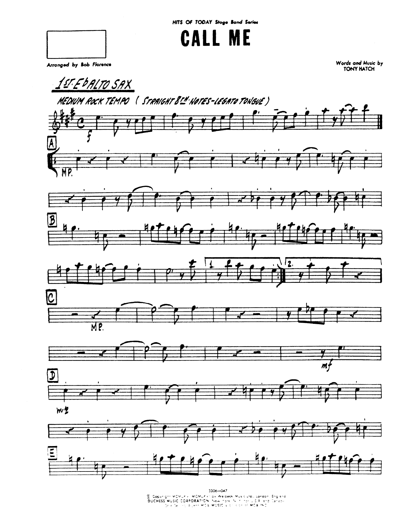 Call Me — sheet music preview