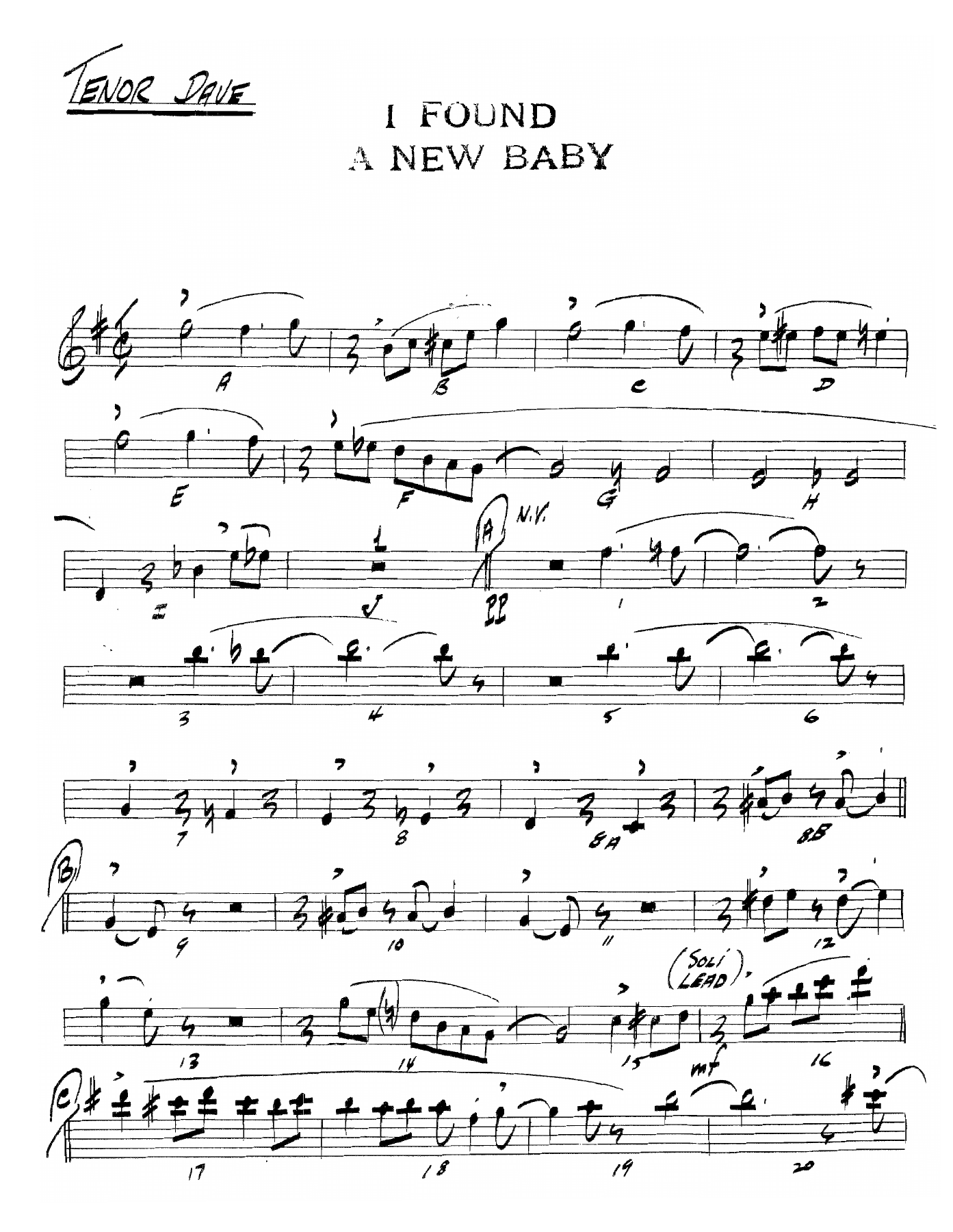 I Found A New Baby — sheet music preview