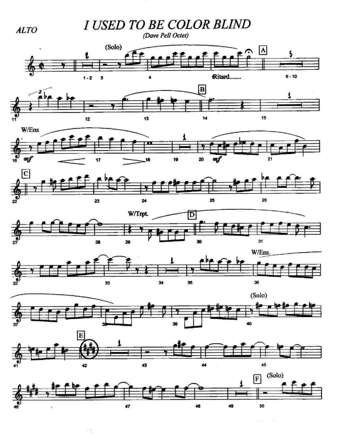 I Used To Be Color Blind — sheet music preview