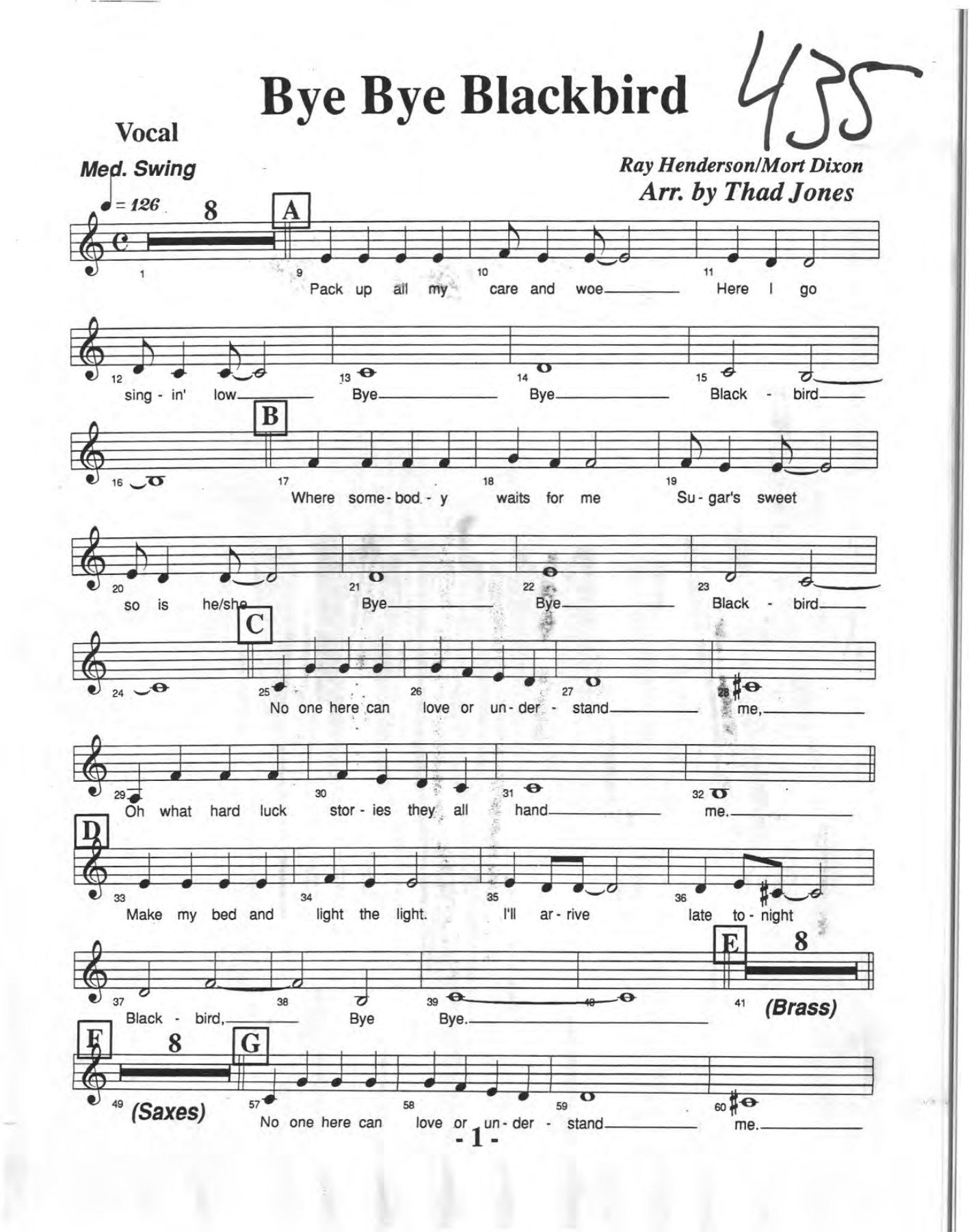 Bye Bye Blackbird — sheet music preview