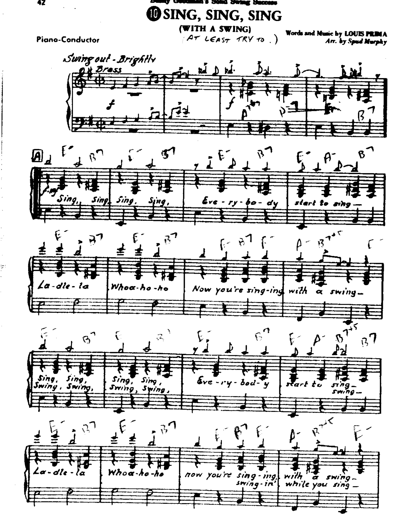 Sing Sing Sing — sheet music preview