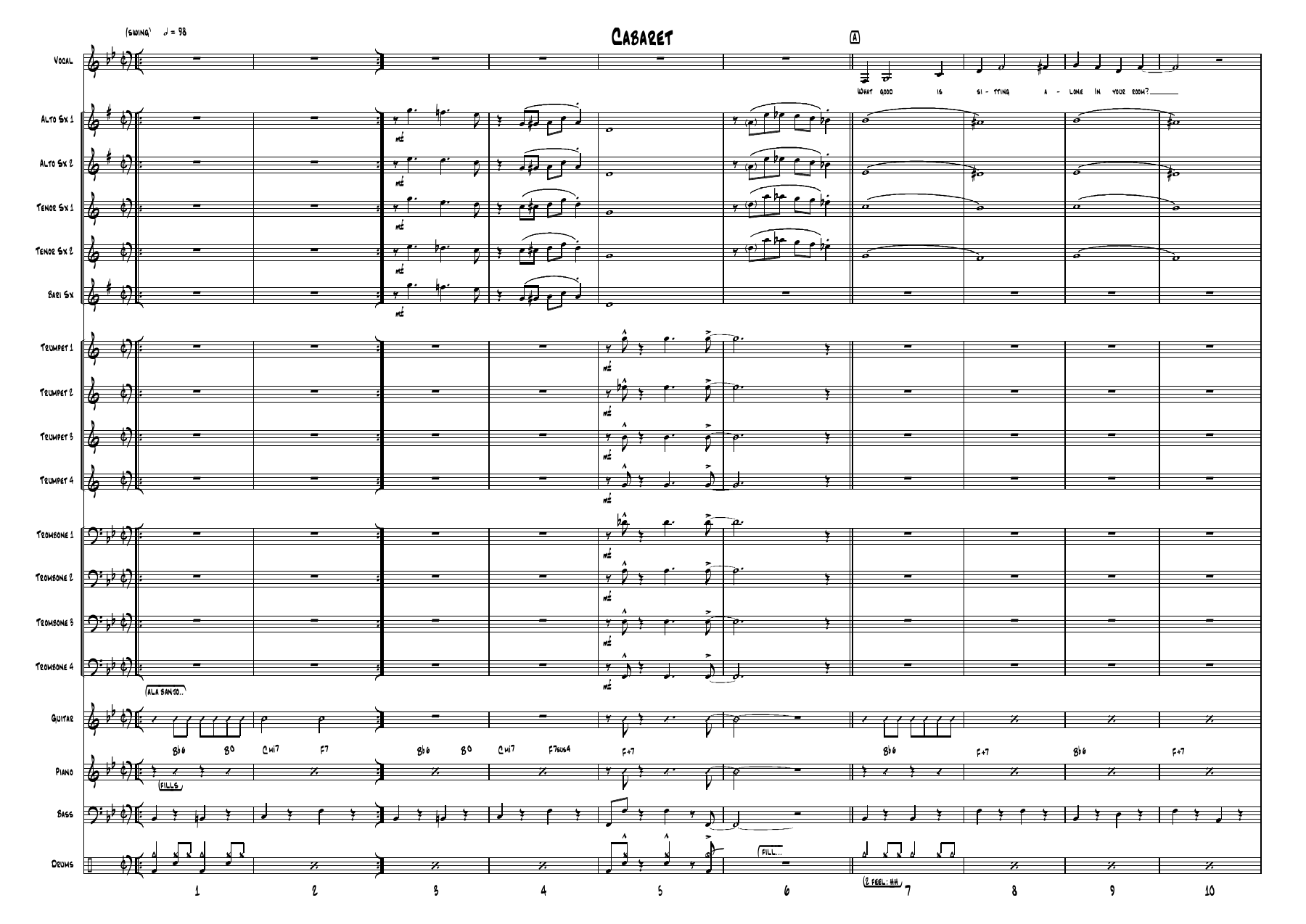 Cabaret — sheet music preview