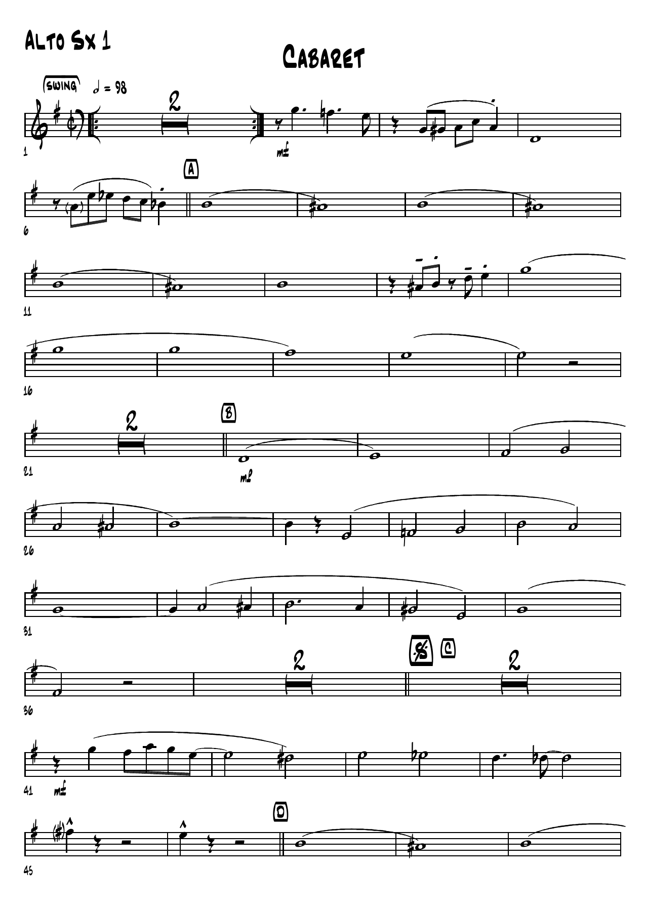 Cabaret — sheet music preview