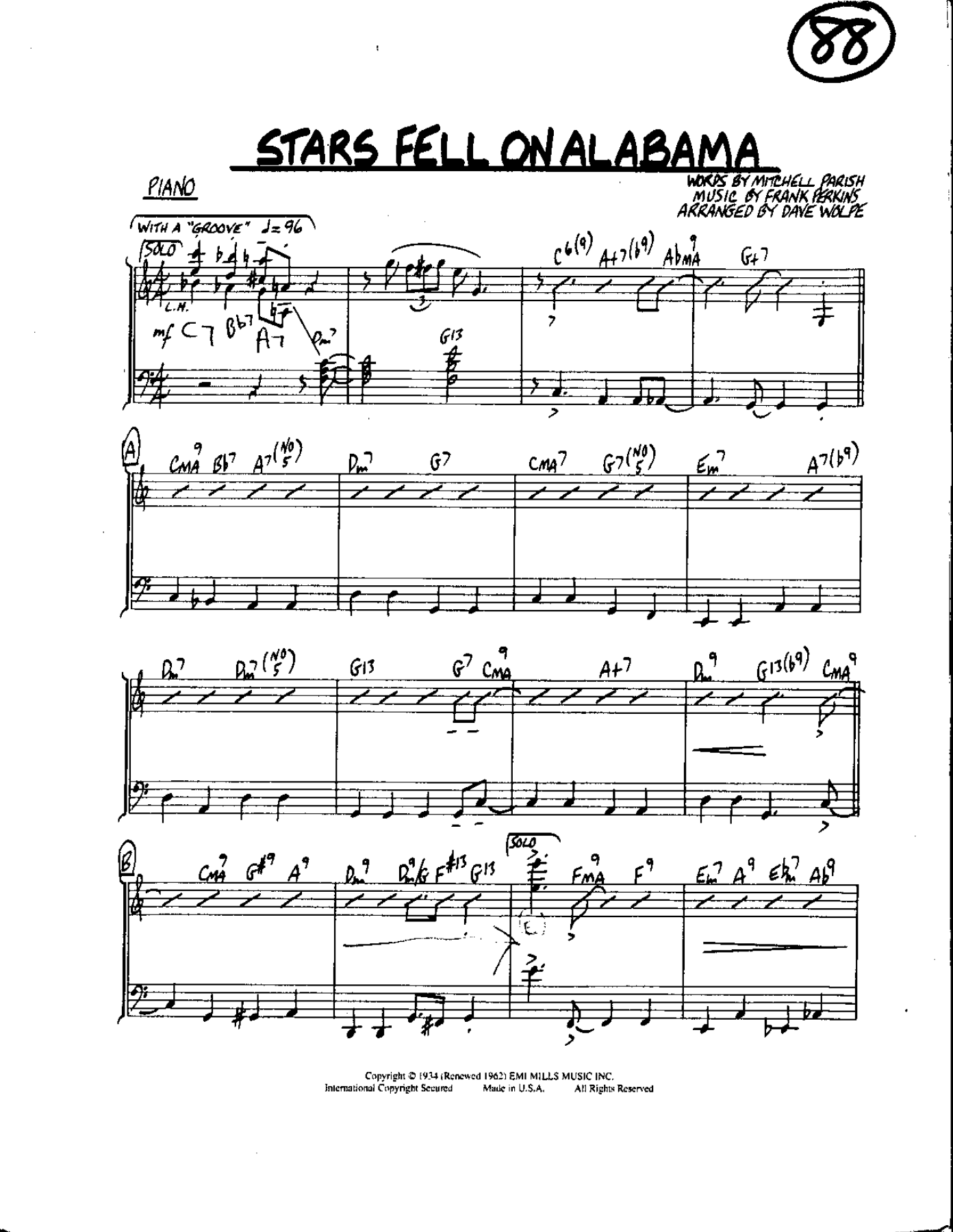 Star's fell On Alabama — sheet music preview