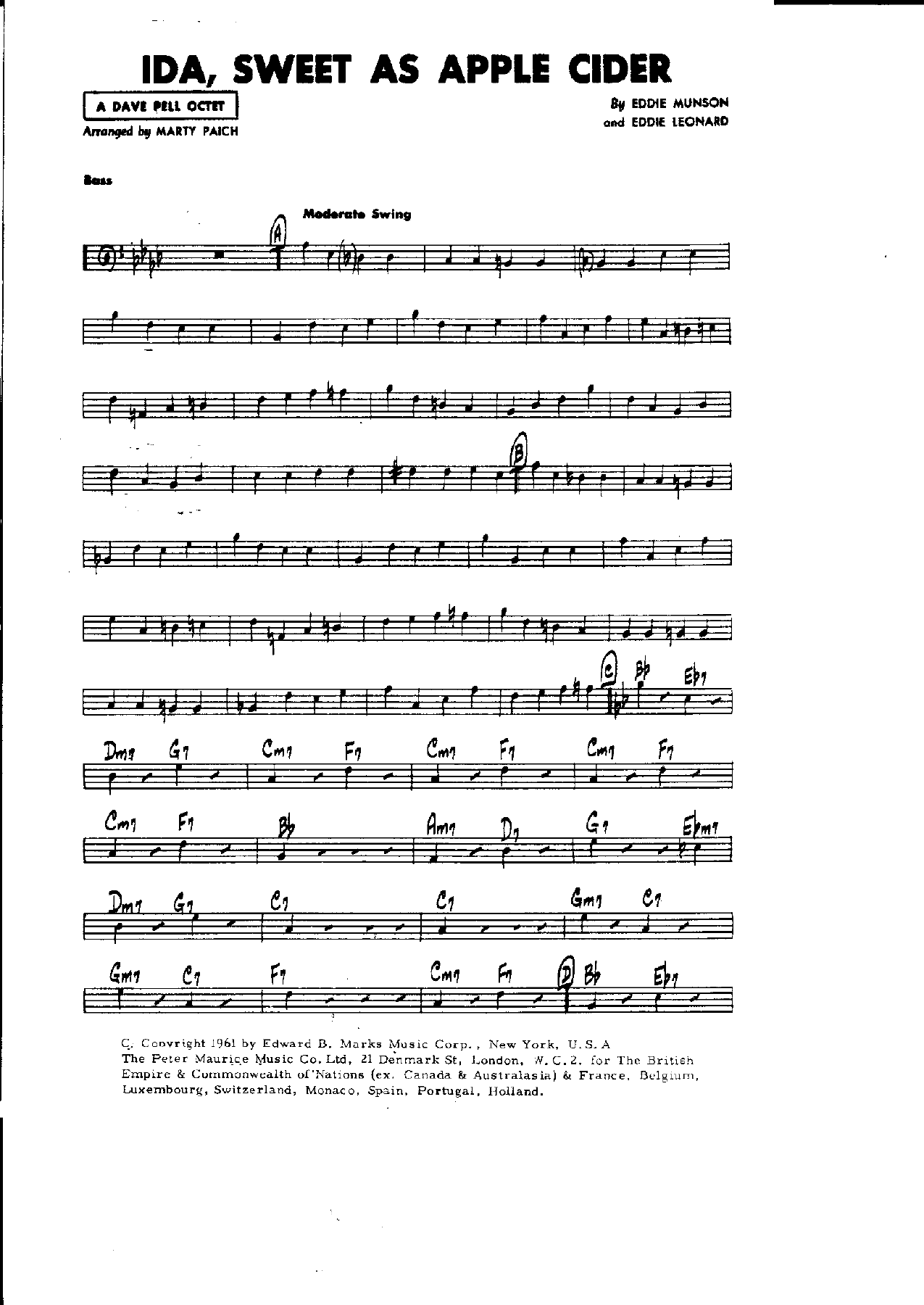 Ida, Sweet As Apple Cider — sheet music preview