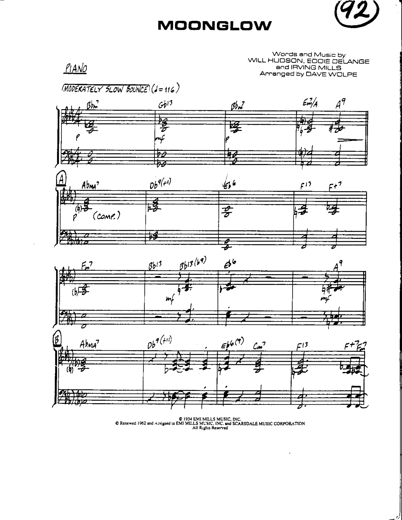 Moonglow — sheet music preview