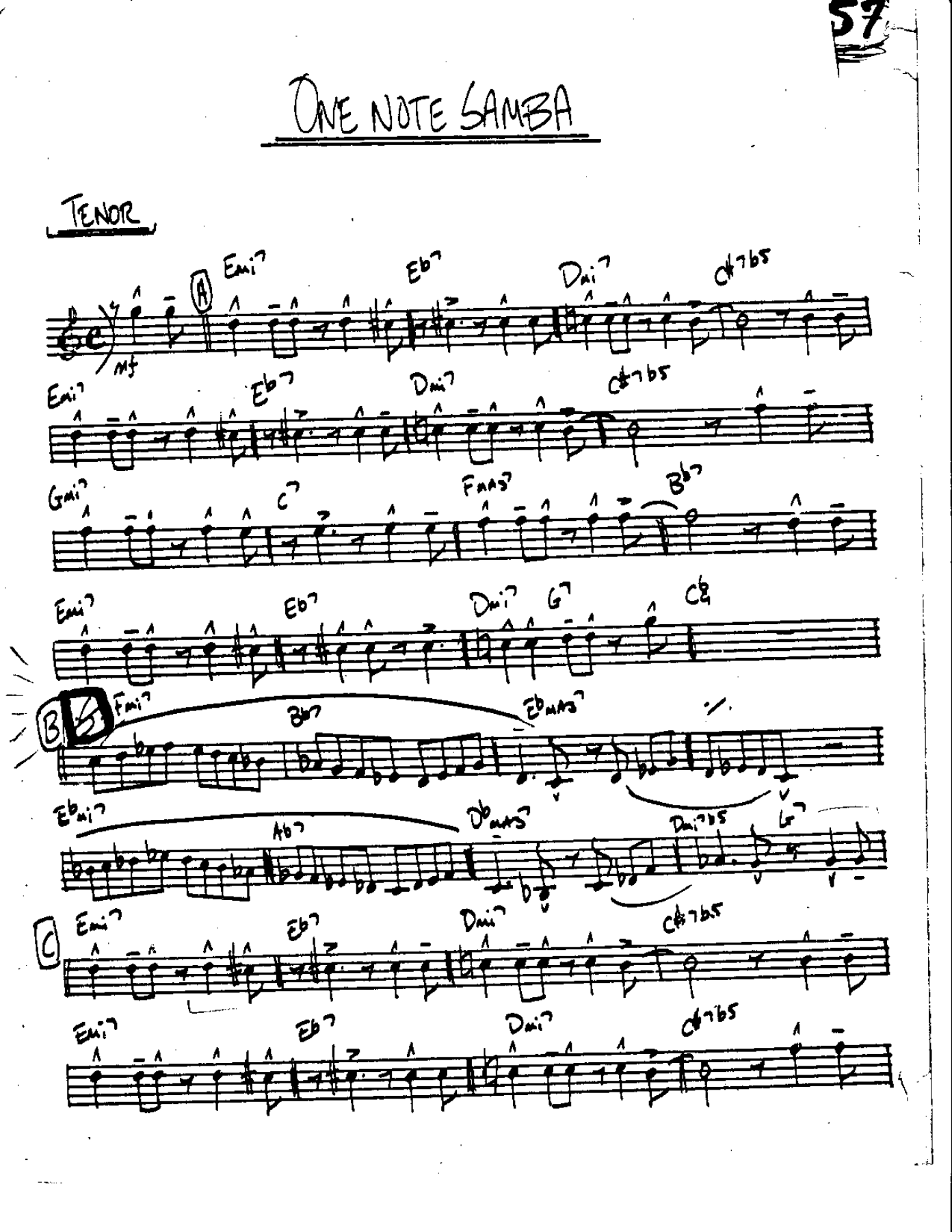 One Note Samba — sheet music preview