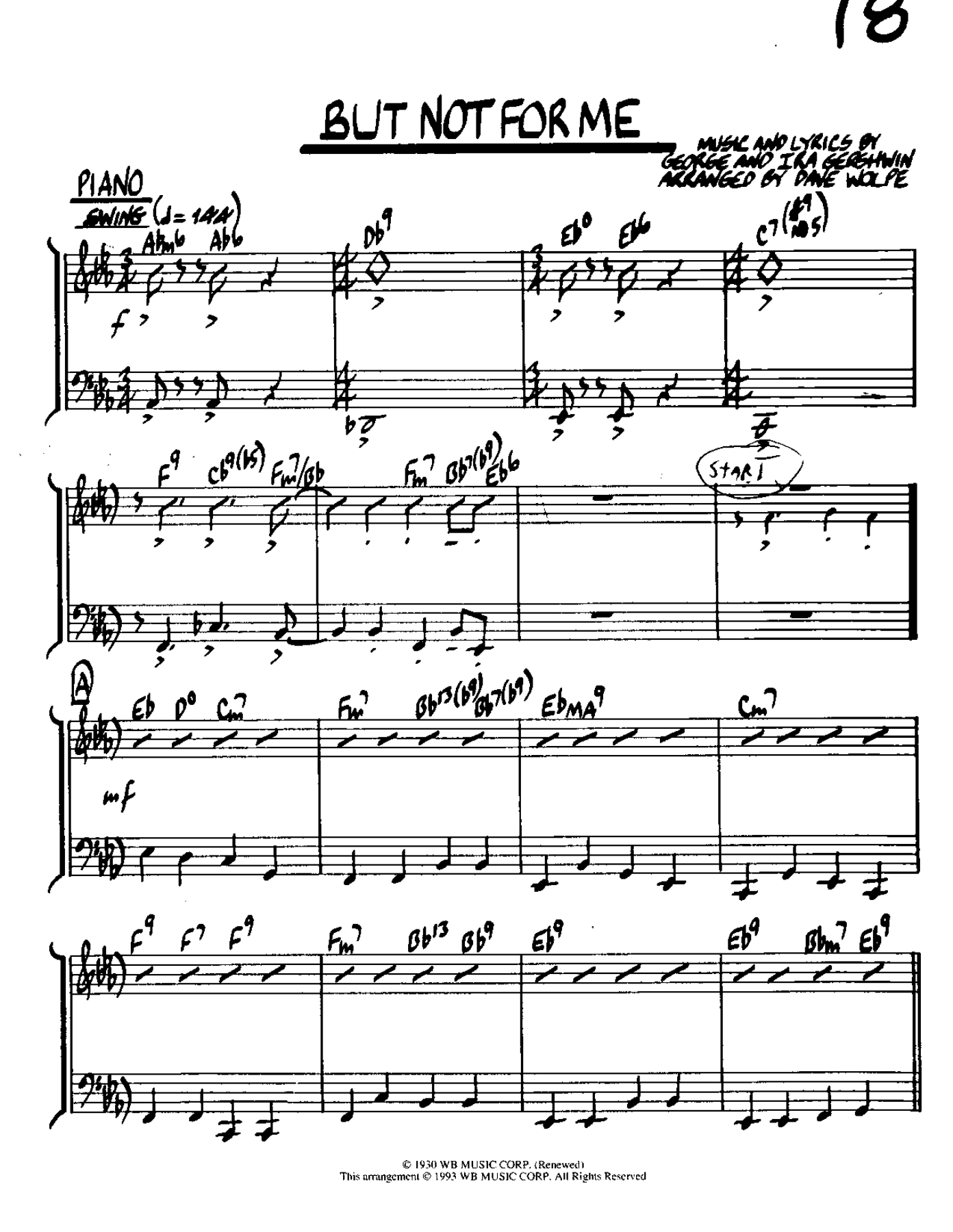 But Not For Me — sheet music preview