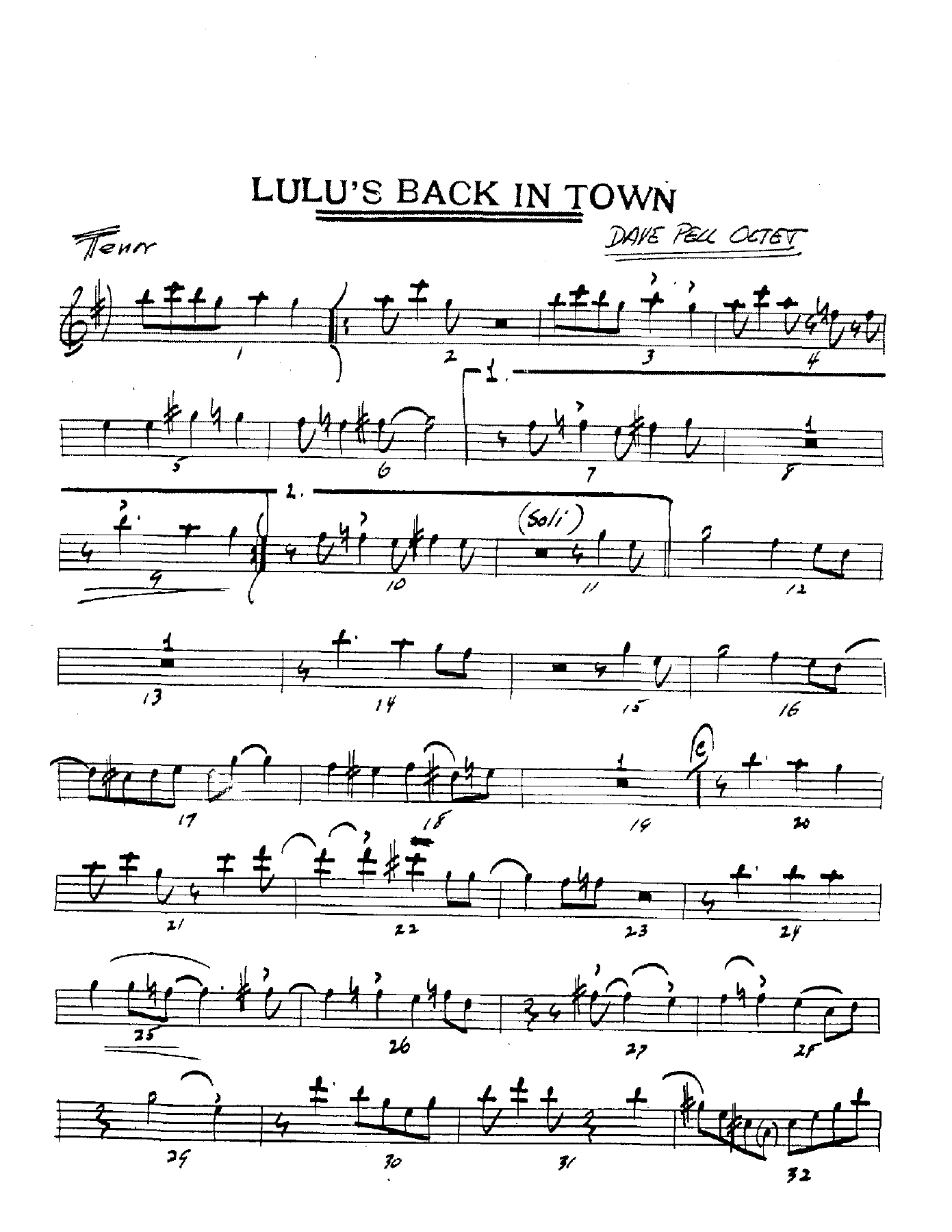 Lulu's Back In Town — sheet music preview